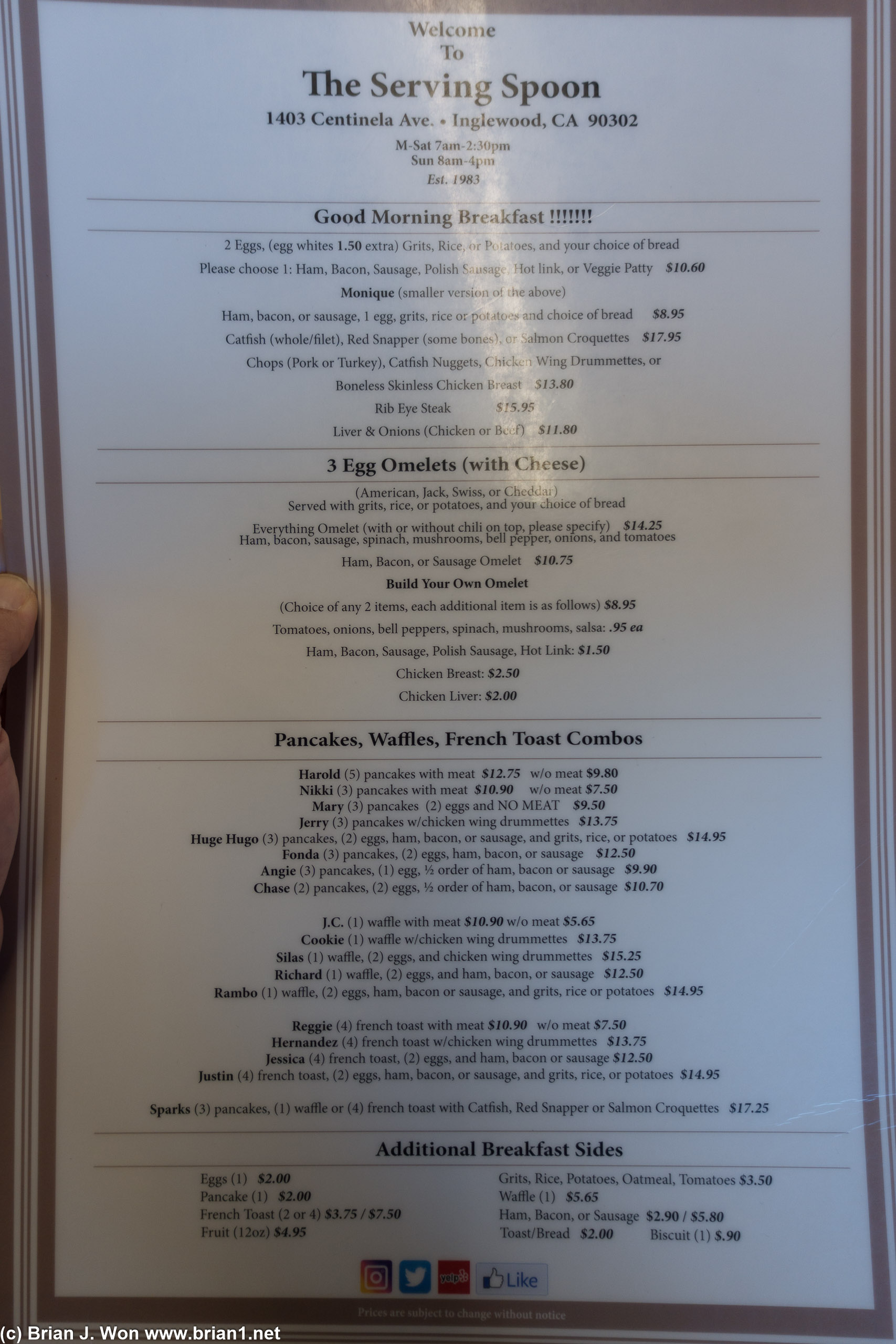 Breakfast menu.