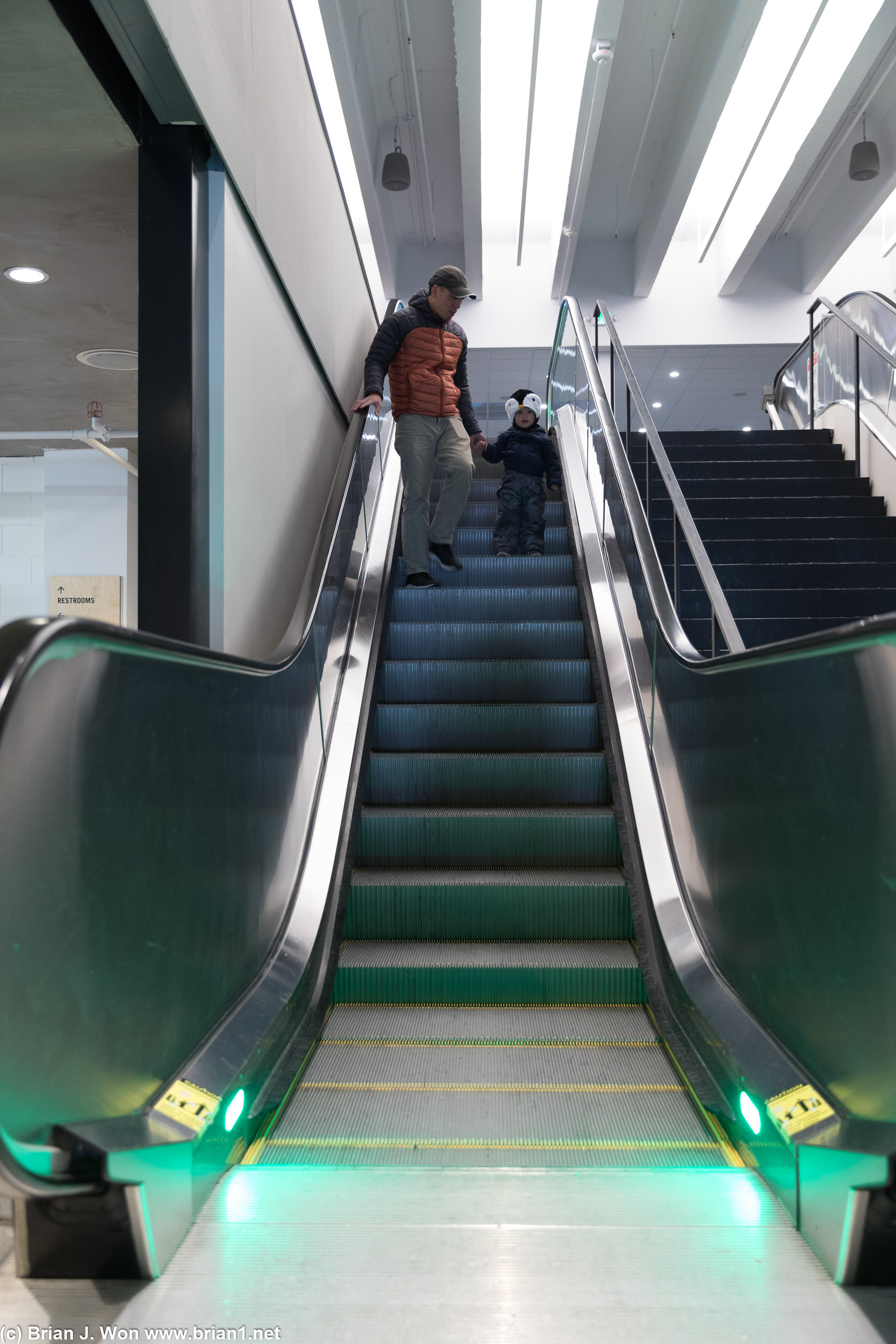 Escalator riding is Lucas' 2nd favorite activity.