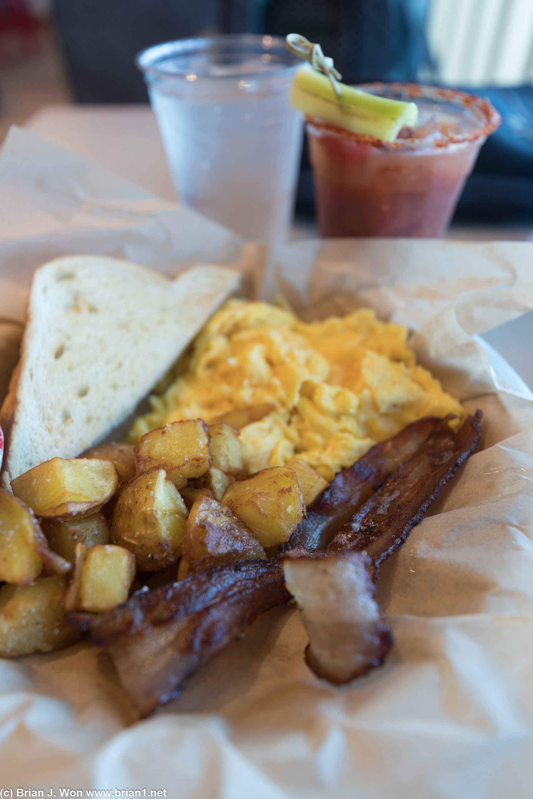Too much cheese in th eggs, but not bad. And crazy lines at the other restaurants.