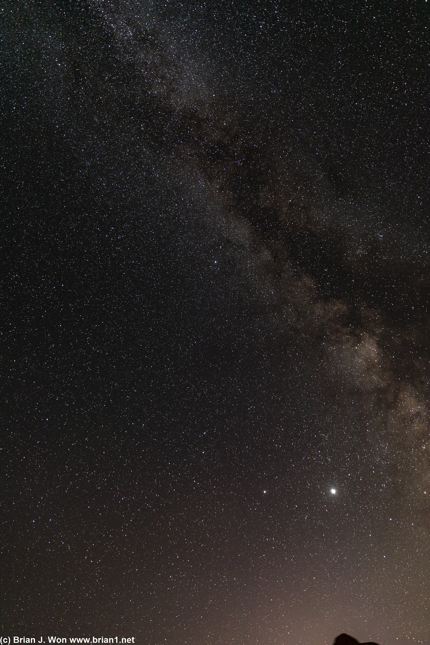 Playing with astrophotography over Balanced Rock, Arches NP.