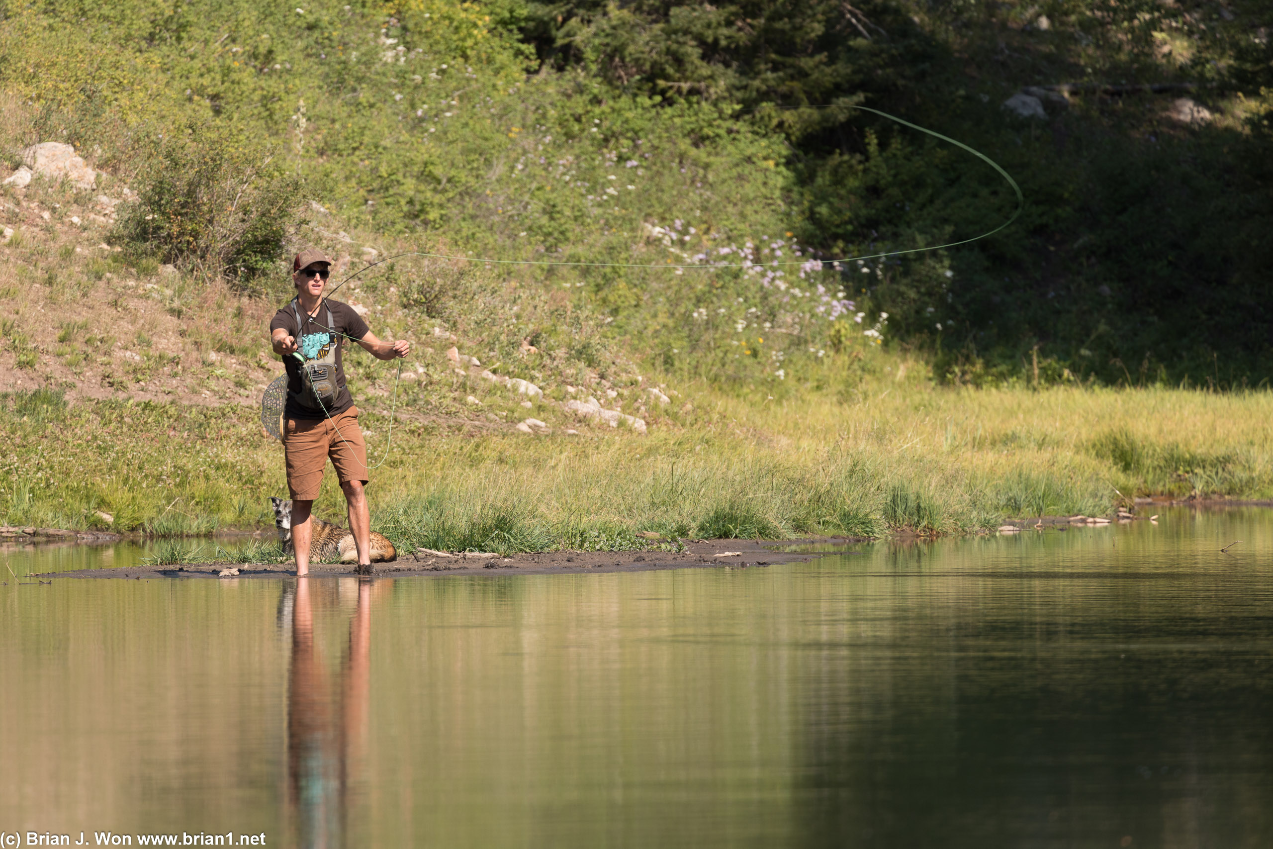 Random hiker doing some fly fishing.
