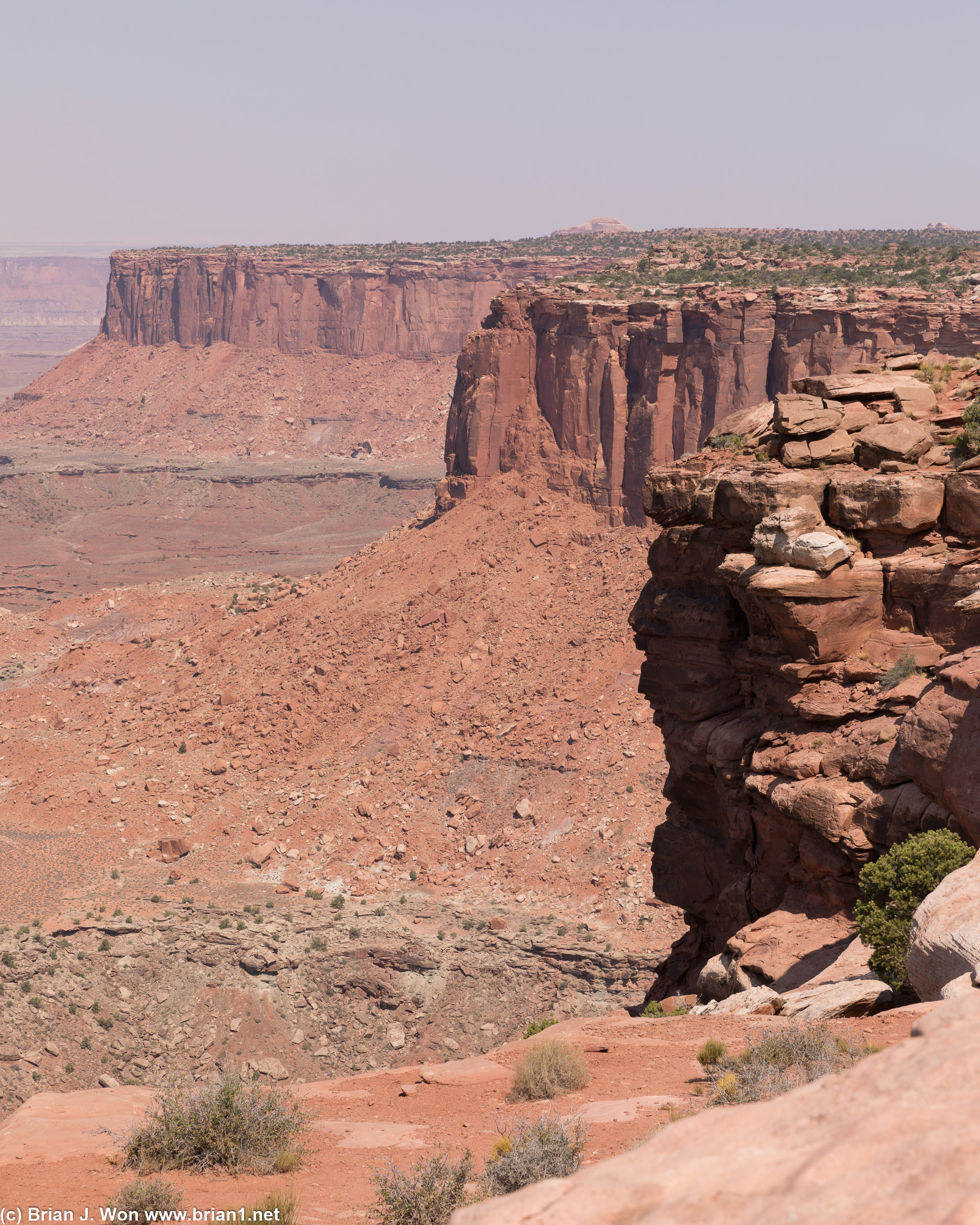 Vertical cliffs.