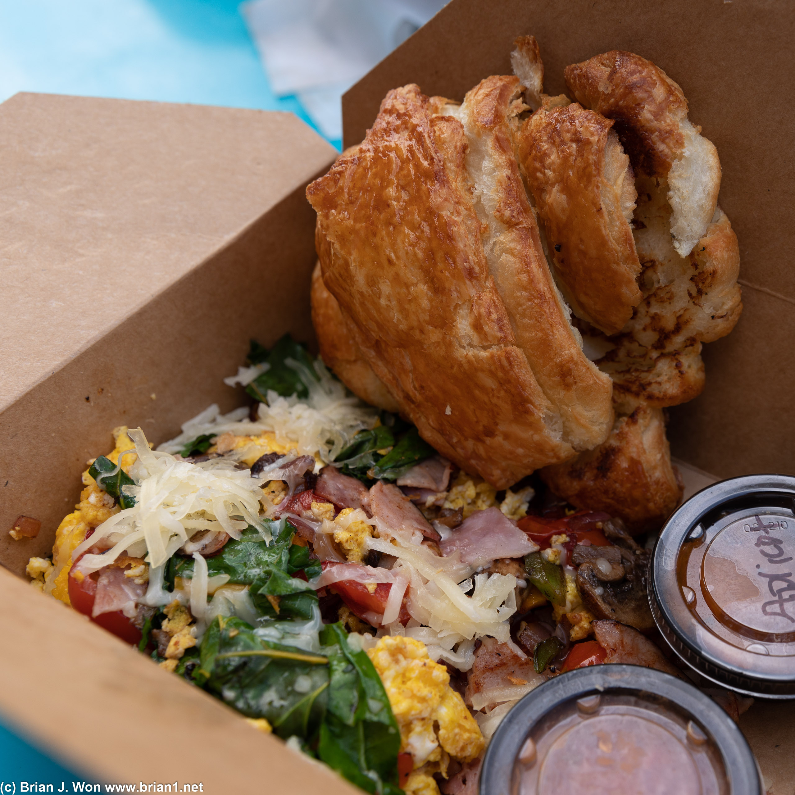 Scramble was fresh. Croissant wasn't earth-shattering, but it wasn't bad either.