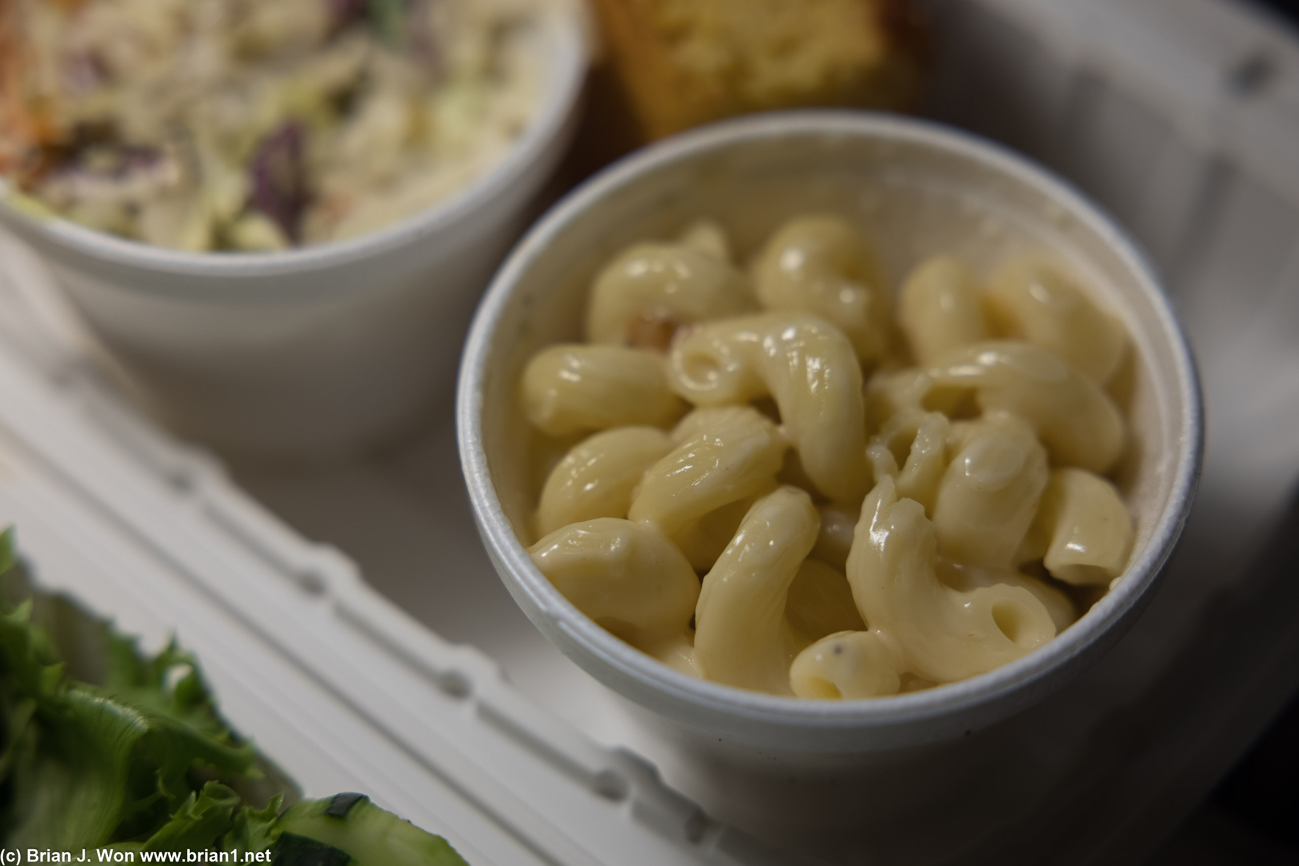 Mac and cheese, for mac and cheese, was quite light.