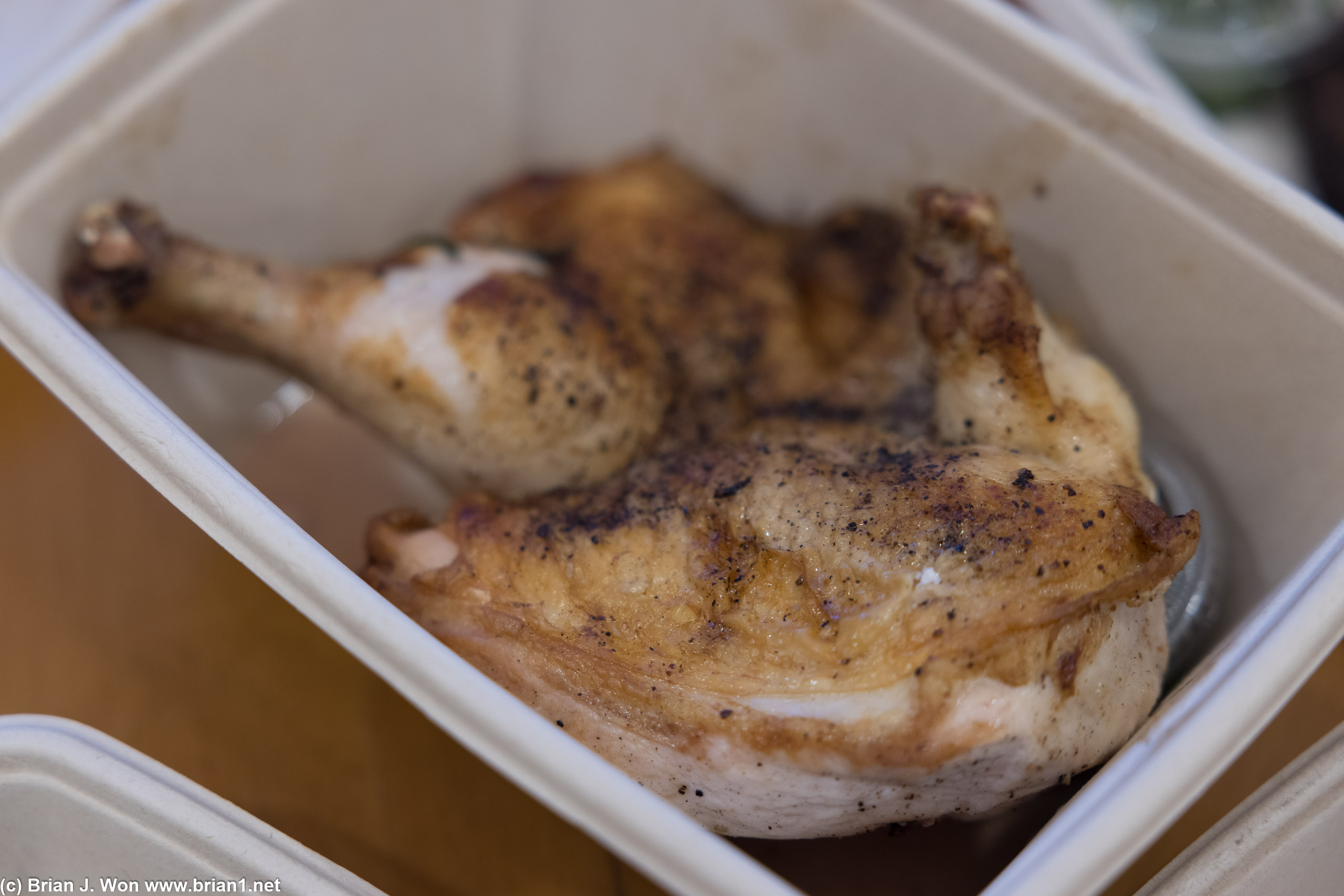 Roast chicken was damned good.