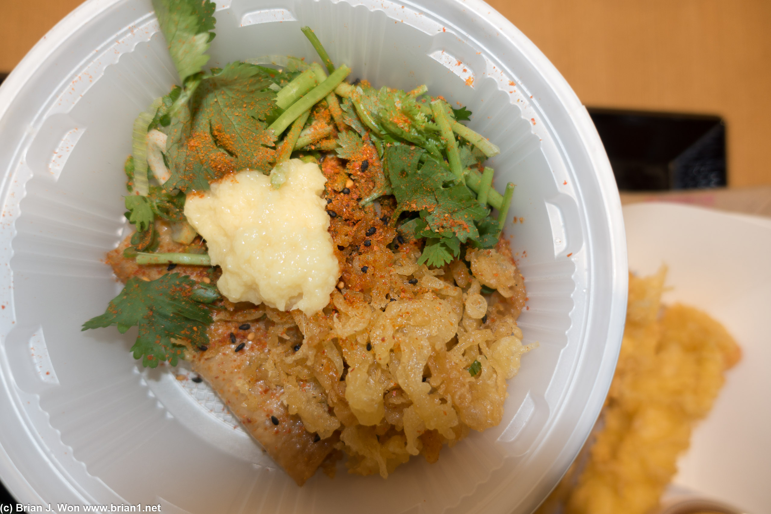 Kitsune udon - sweet fried tofu (aburaage) isn't bad for fast casual.