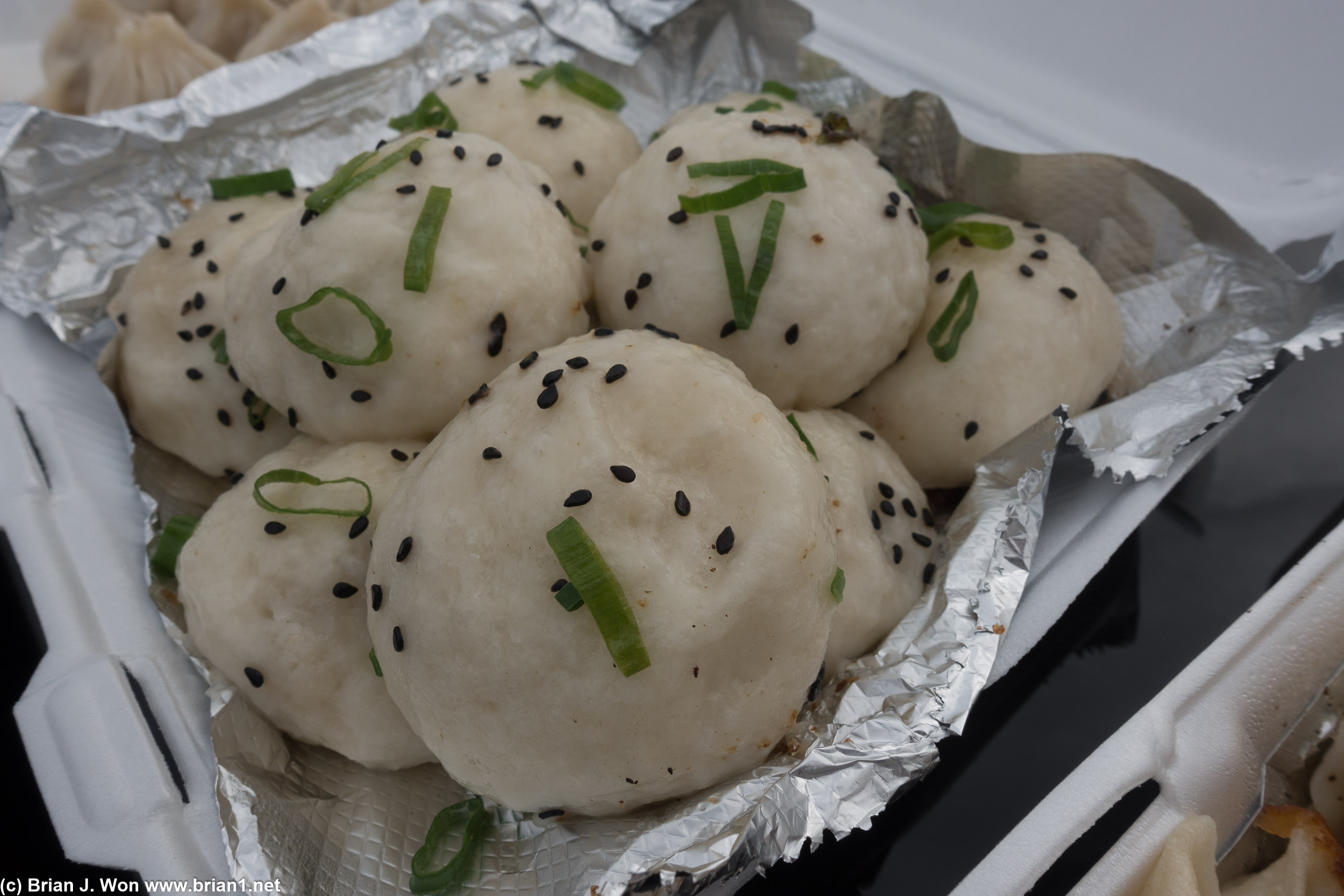 Pan fried pork buns. Again flavor just ok, but the dough and crispy bottoms were quite decent.