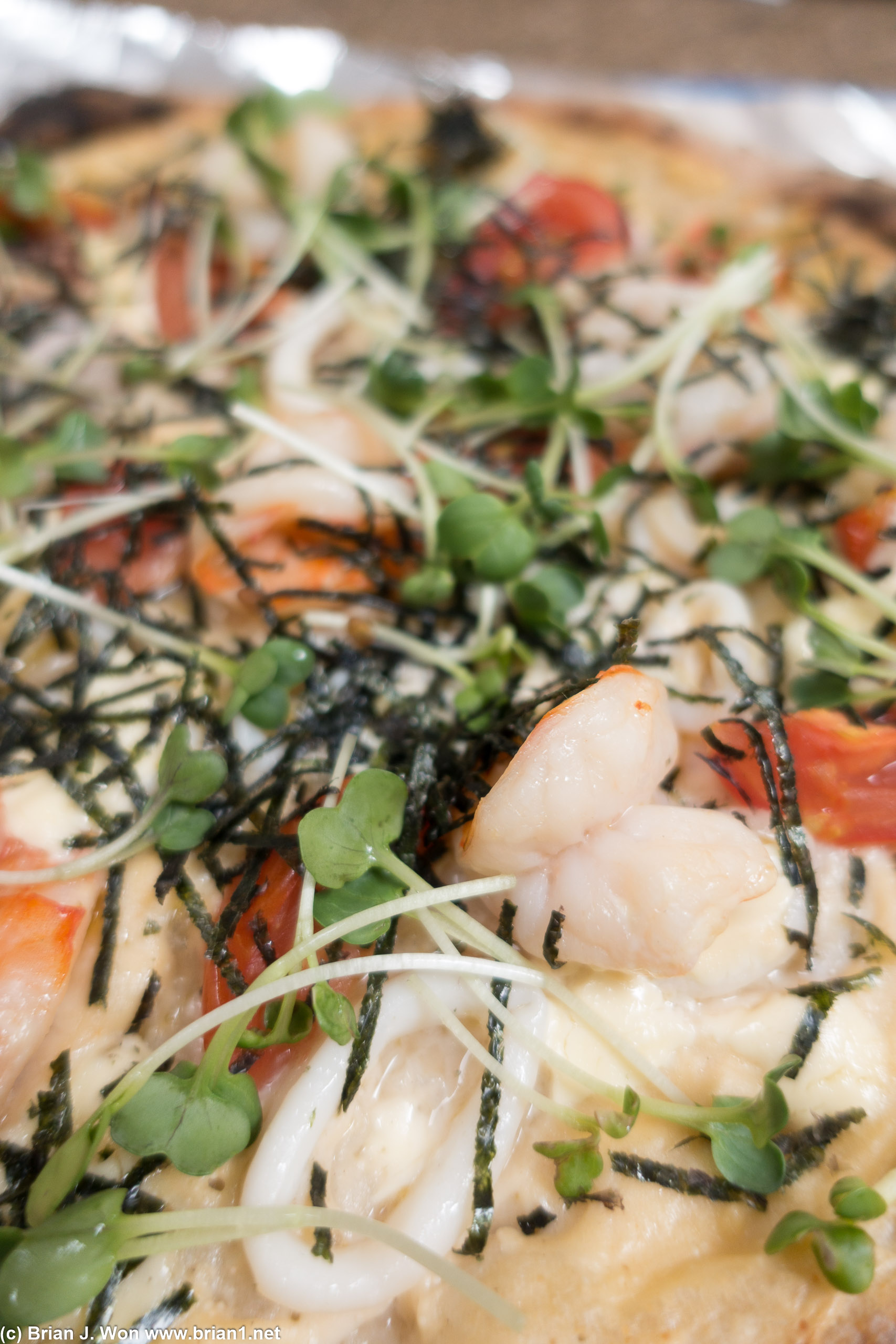 Seafood pizza isn't usually my thing, but after I had a slice I couldn't stop eating!