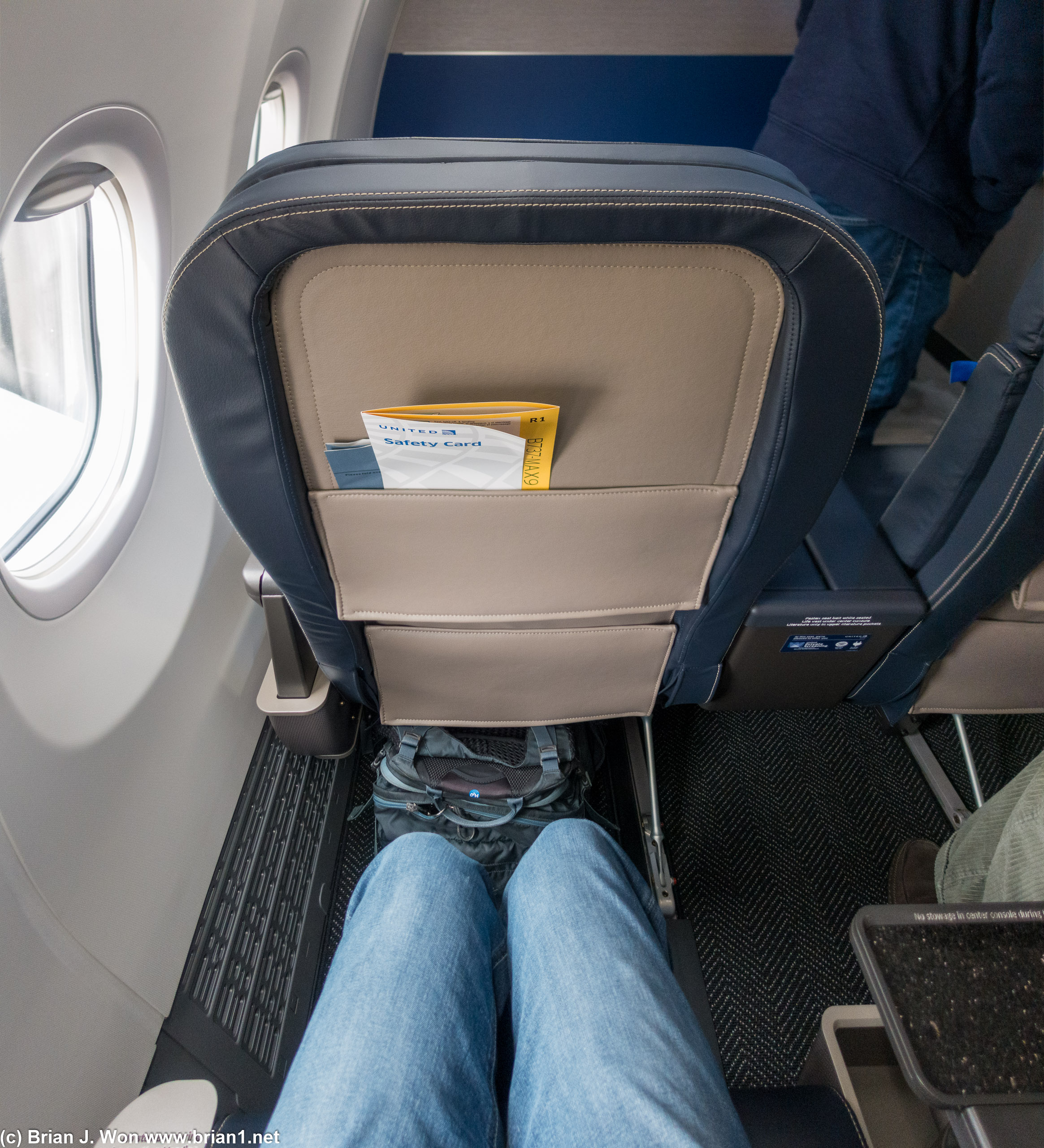Seat 2A. 38" of legroom. Annoying thing, UA followed AA with eliminating screens.