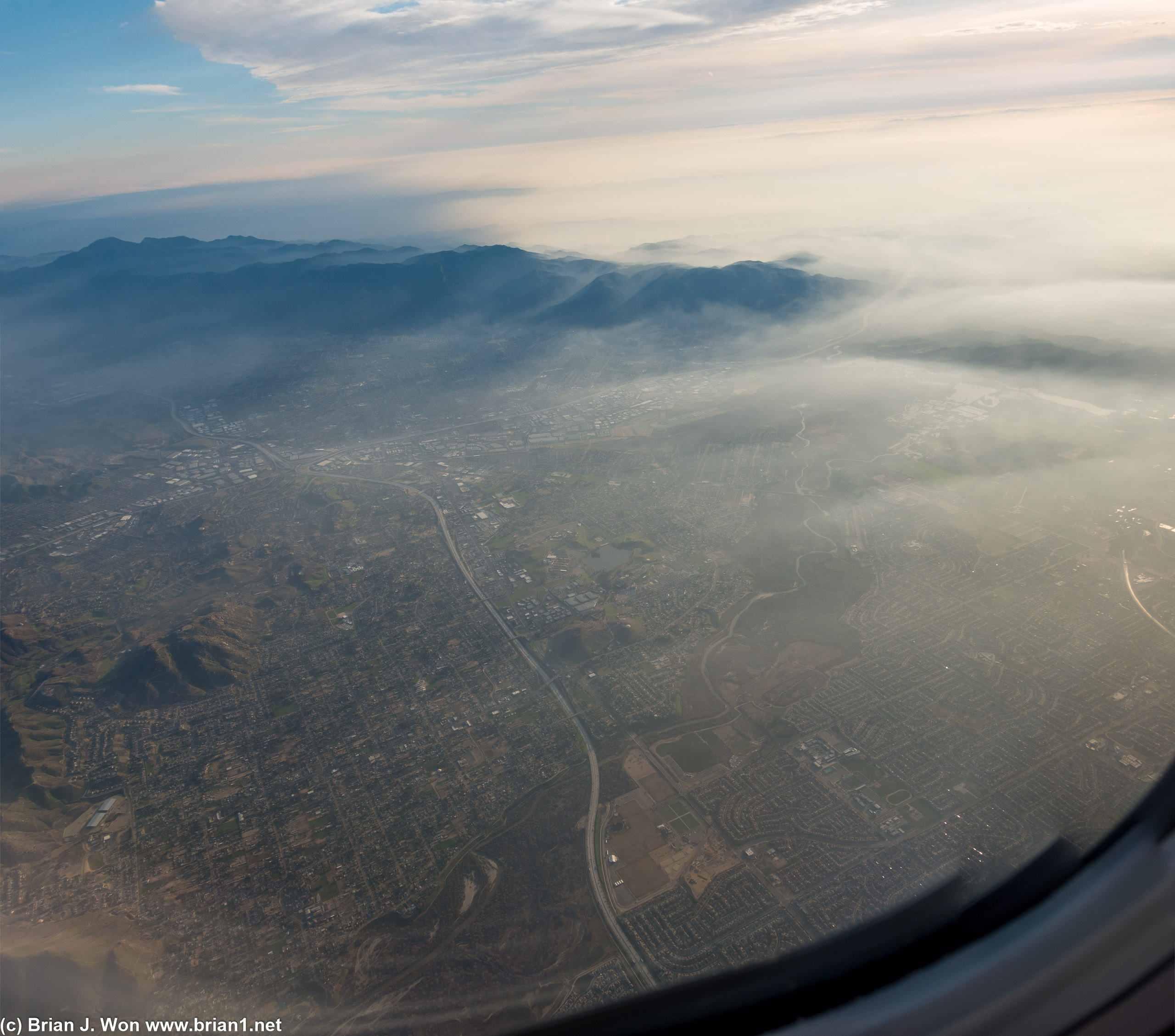 Over Norco and Eastvale, CA. Corona further in the distance.