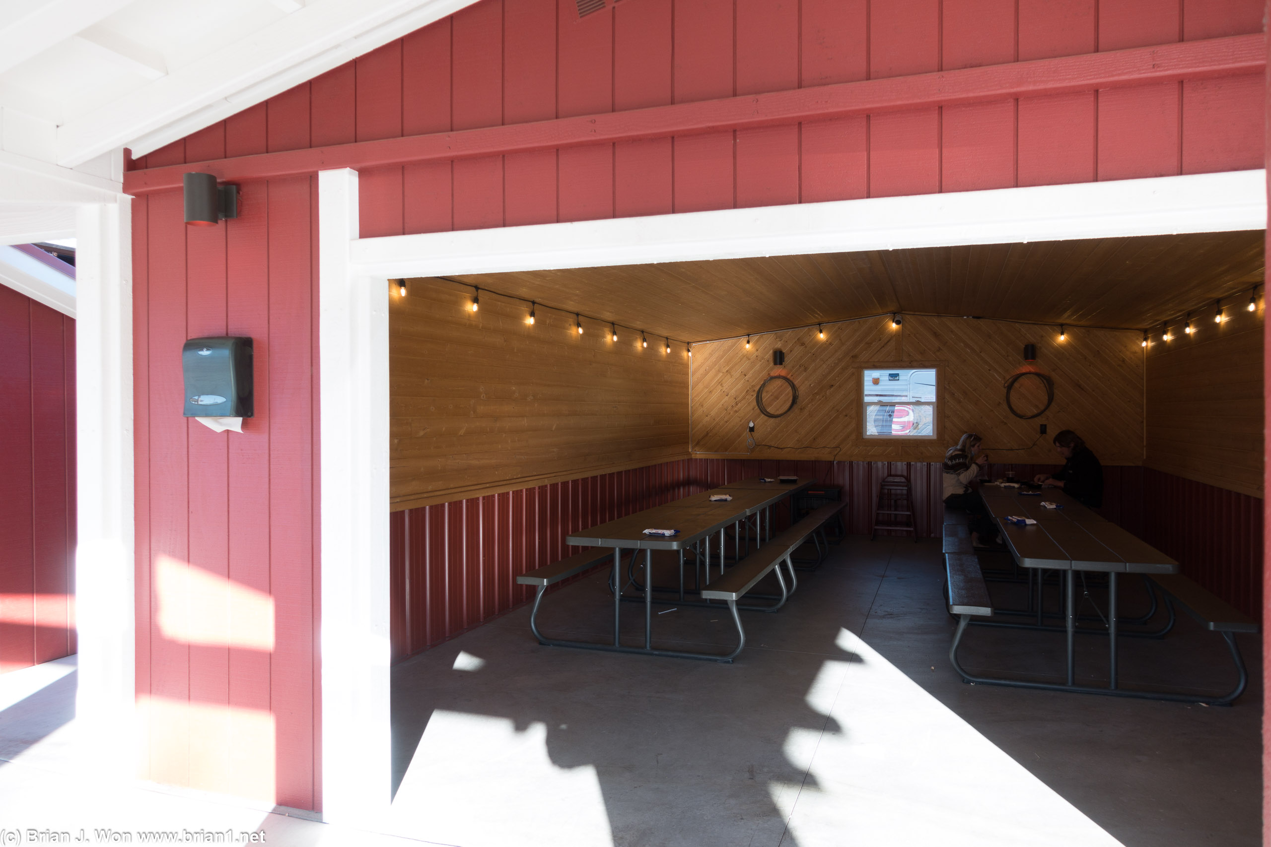 Semi-inside seating.