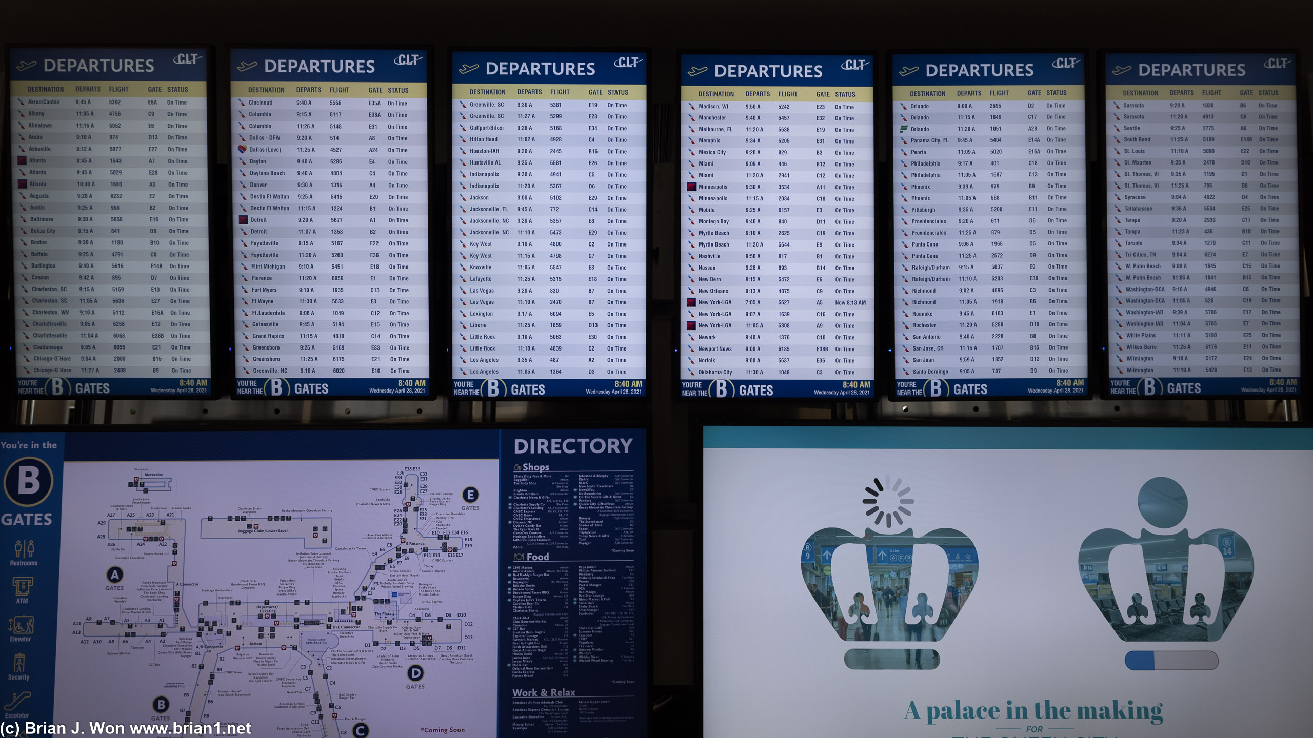 Charlotte International Airport in North Carolina is bustling compared to Dulles.