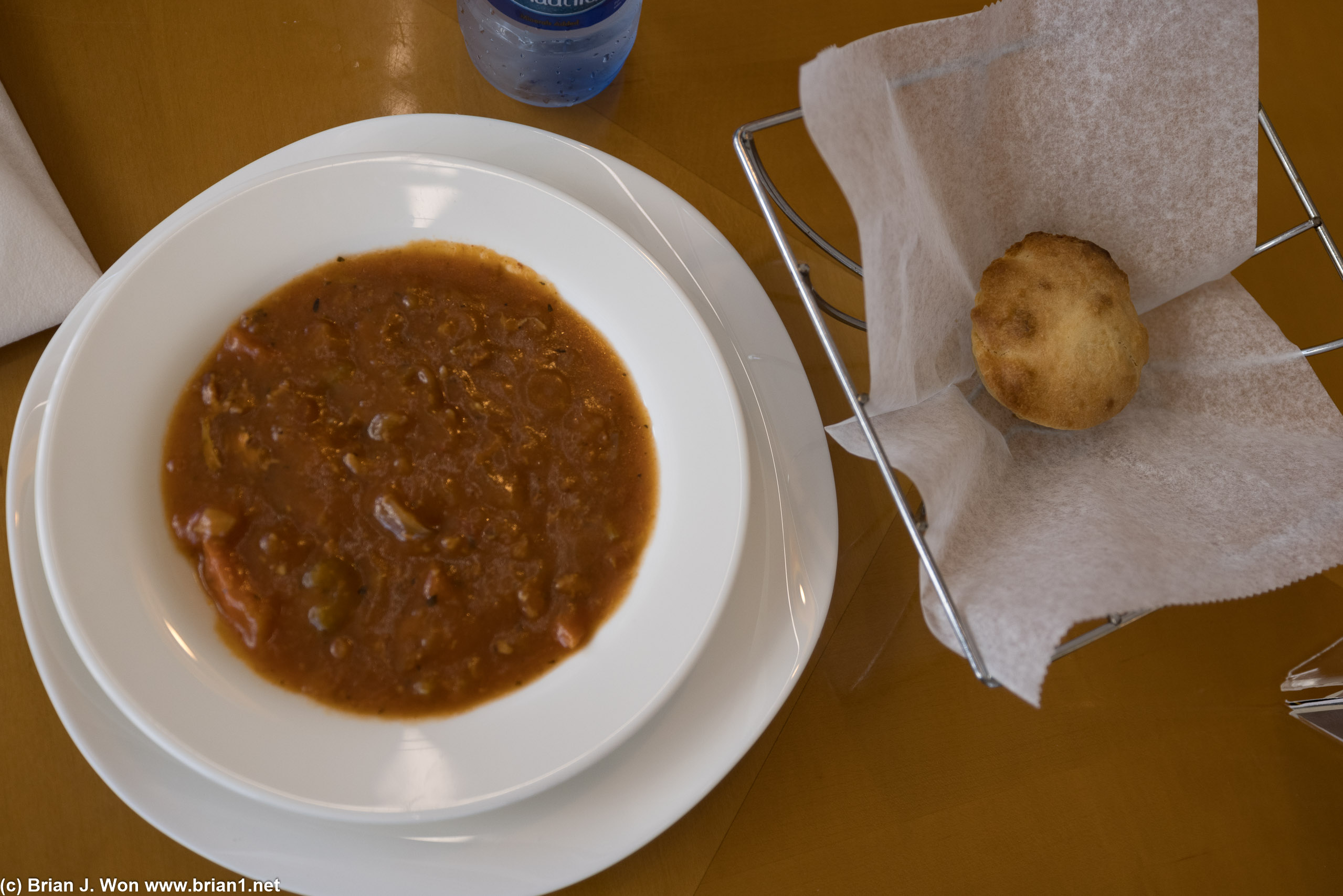 Conch chowder and a rock, errr, I mean bread.