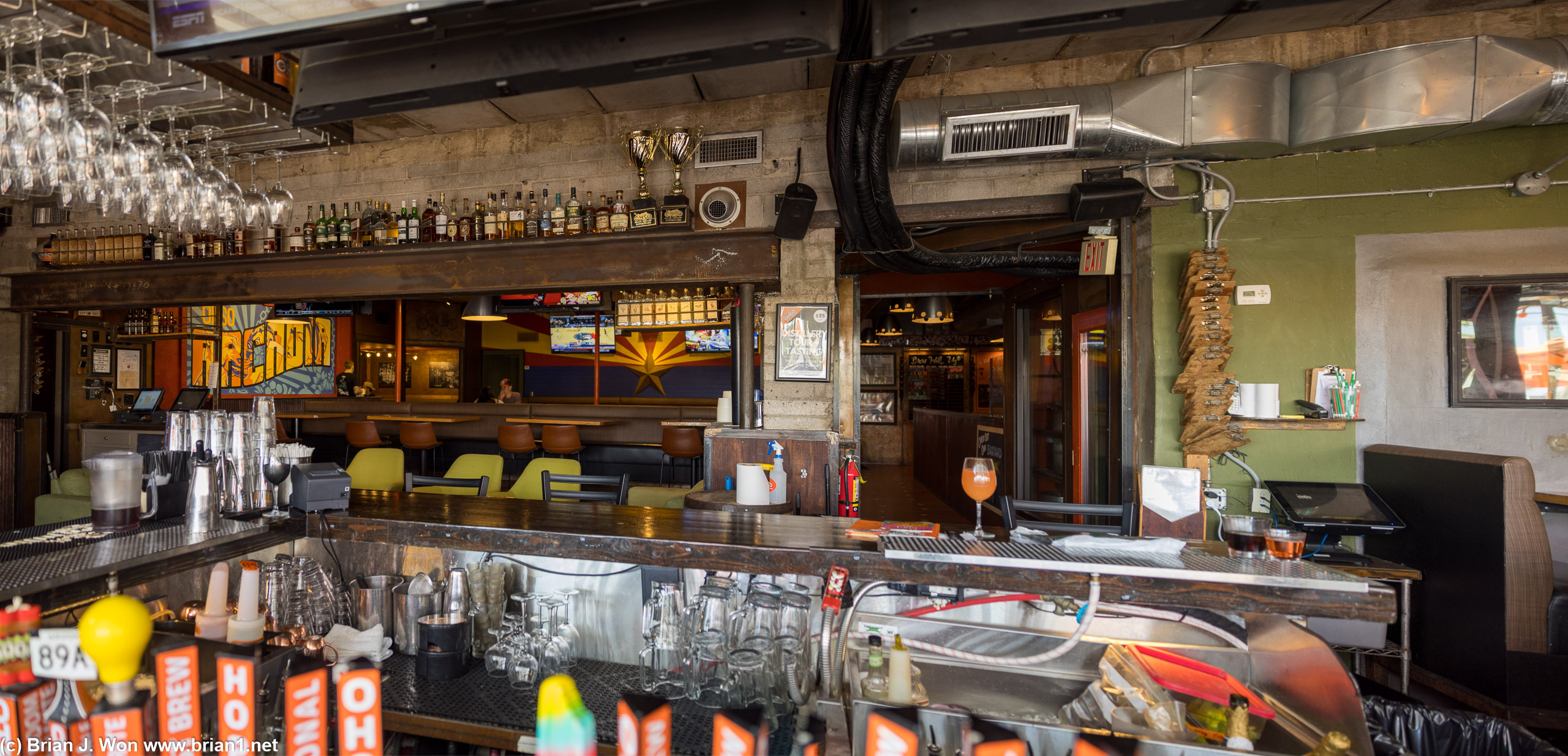 The bar in front is not quite deserted at 2pm on a weekday, but it's close.