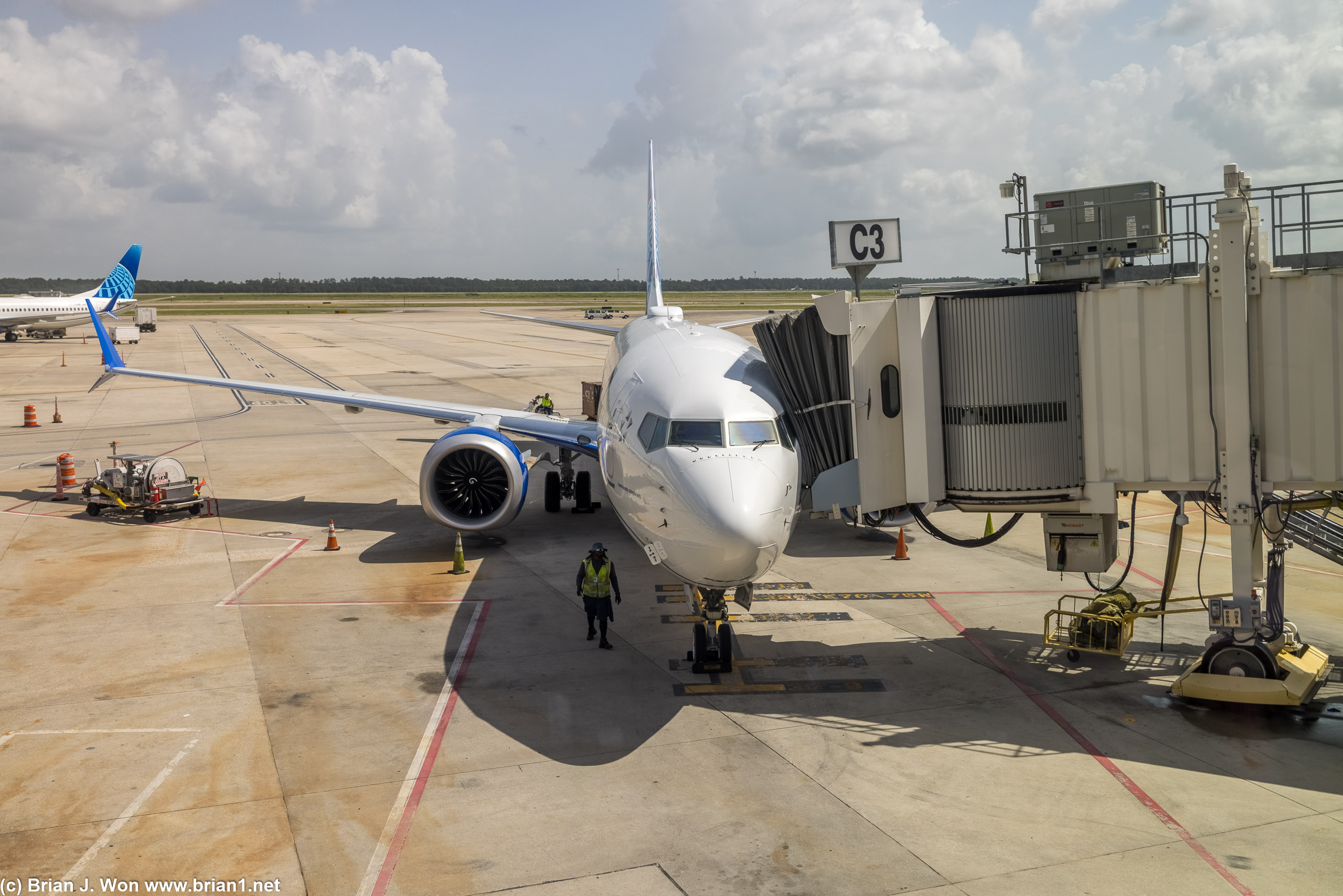 And now pulled all the way up to the gate.