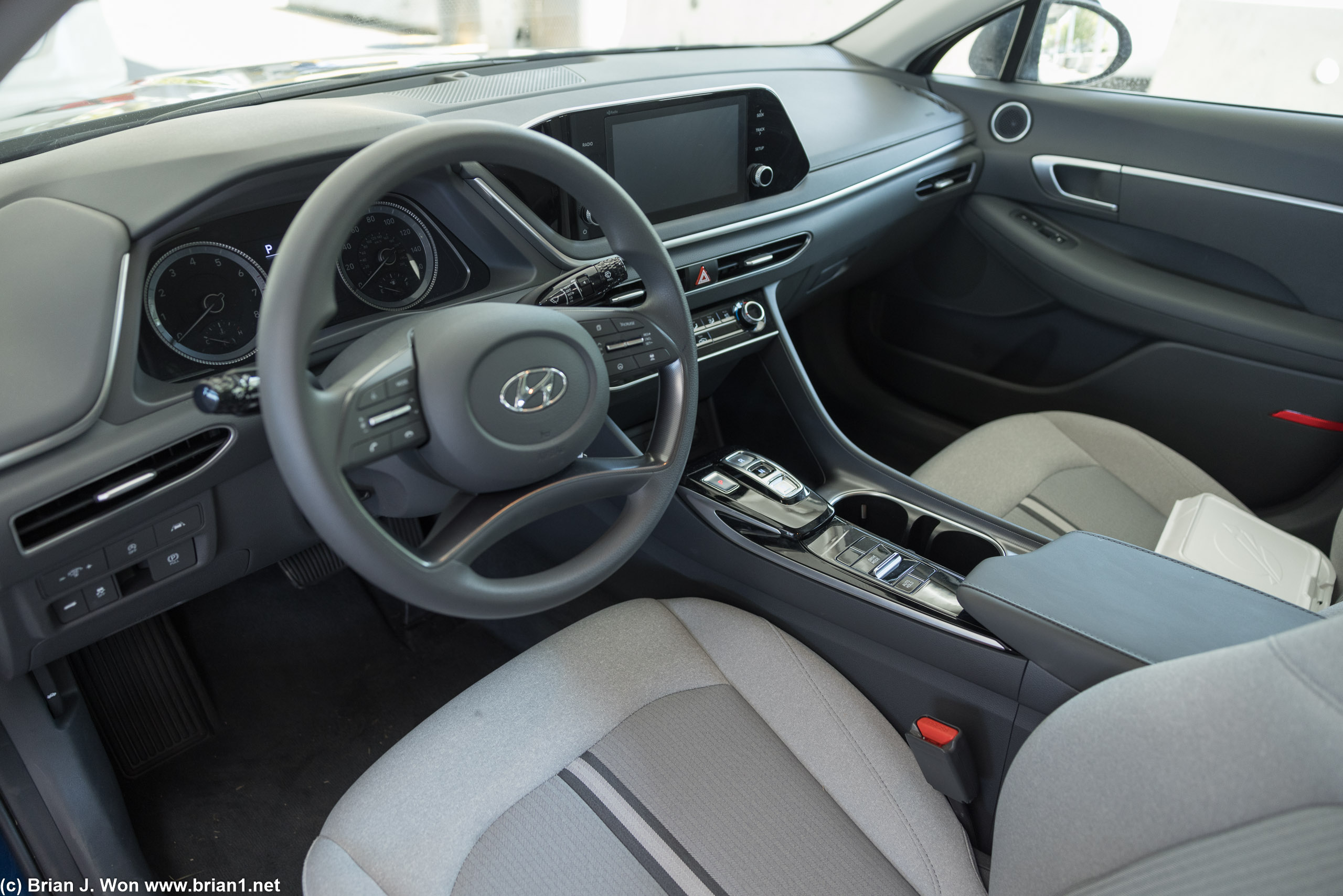 Interior of the new Hyundai Sonata, while not pretty, is actually quite decent in quality.