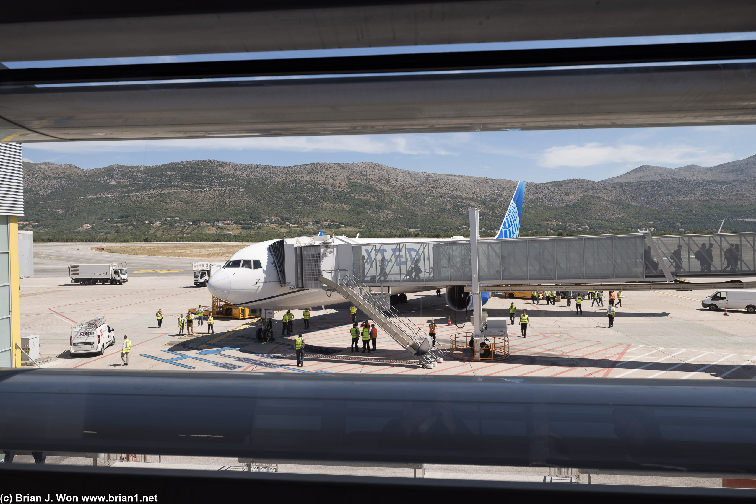 Not much of a view once you get off the plane, tho-- but check out the background!