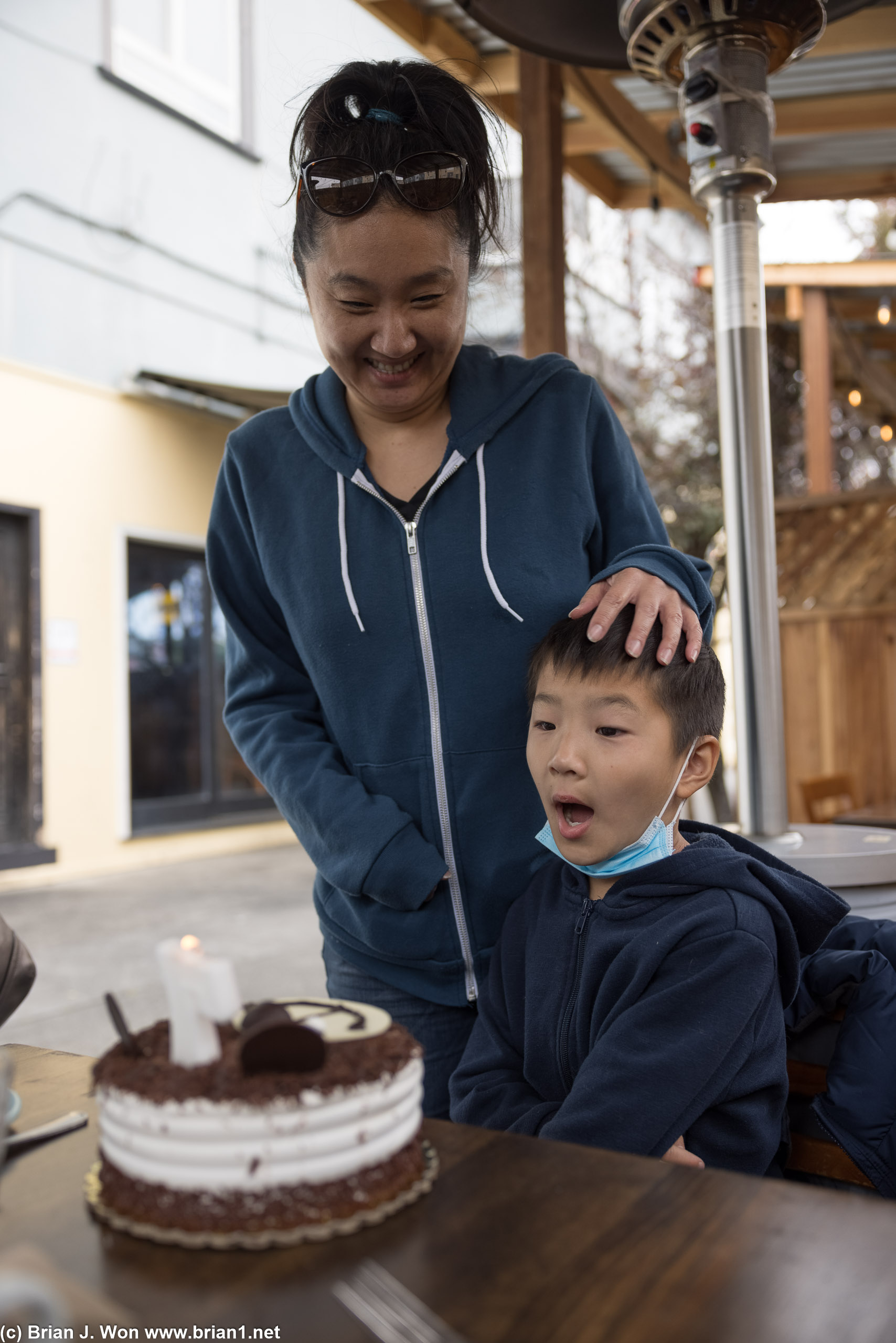 Singing happy birthday.