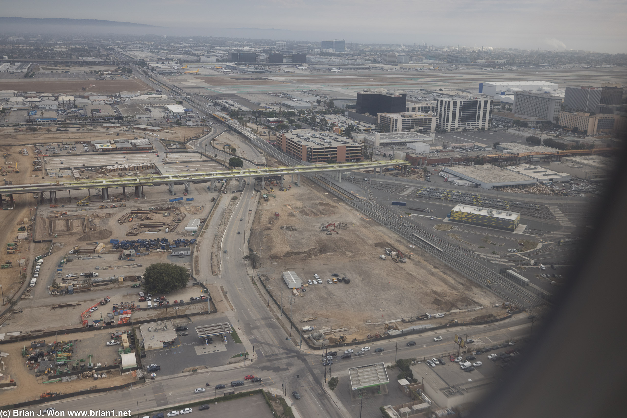 Following the APM west towards LAX.