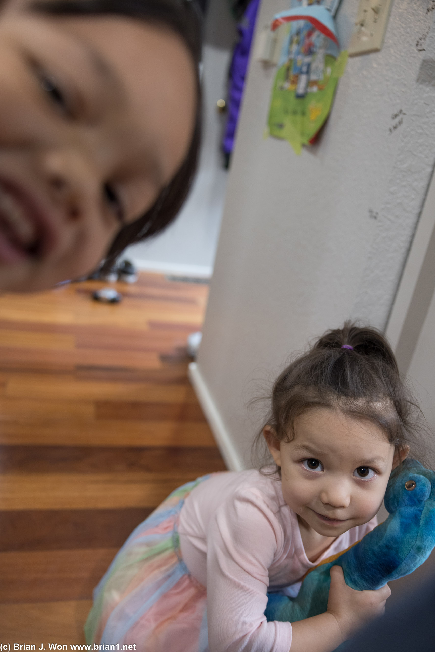 They do occasionally both fit into the frame.