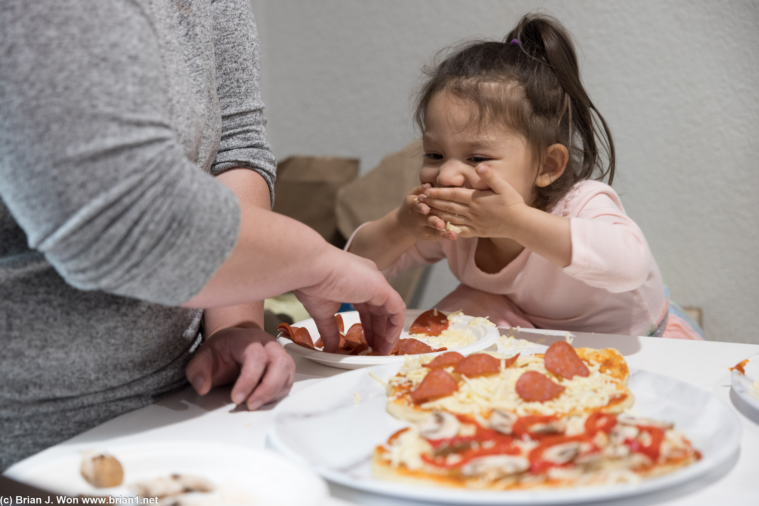 Not sure how much cheese is going to Coco vs. how much is going to the pizza.