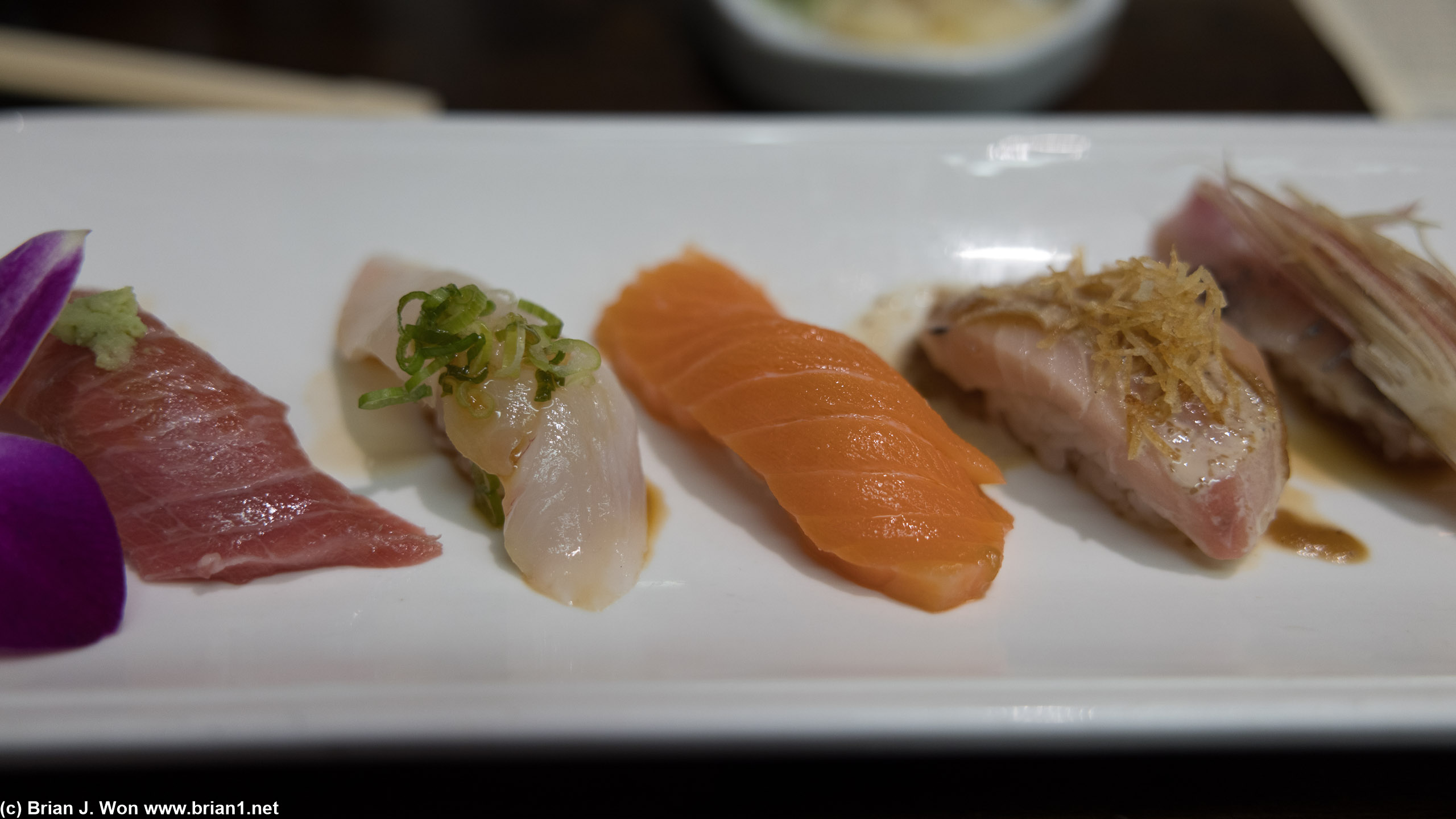 Rest was less impressive. Toro, whitefish, sake, king mackerel, Spanish mackerel.