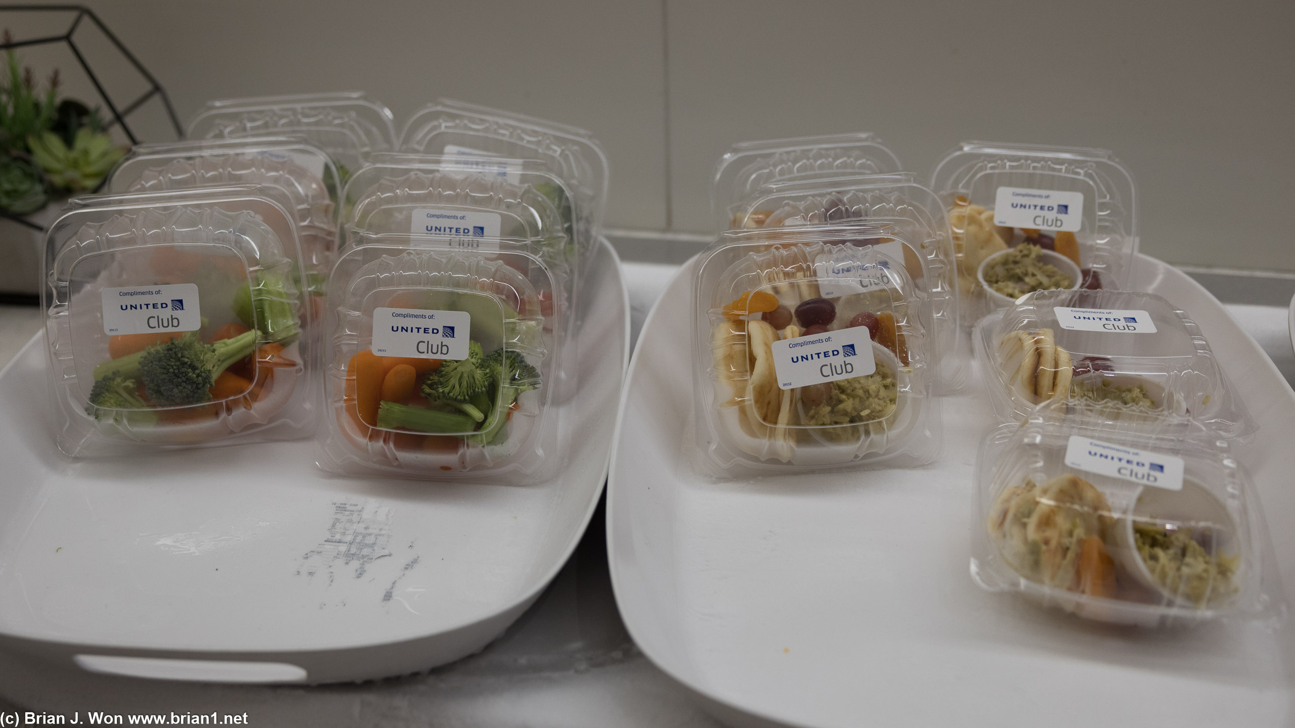 Typical snacks at the United Club.