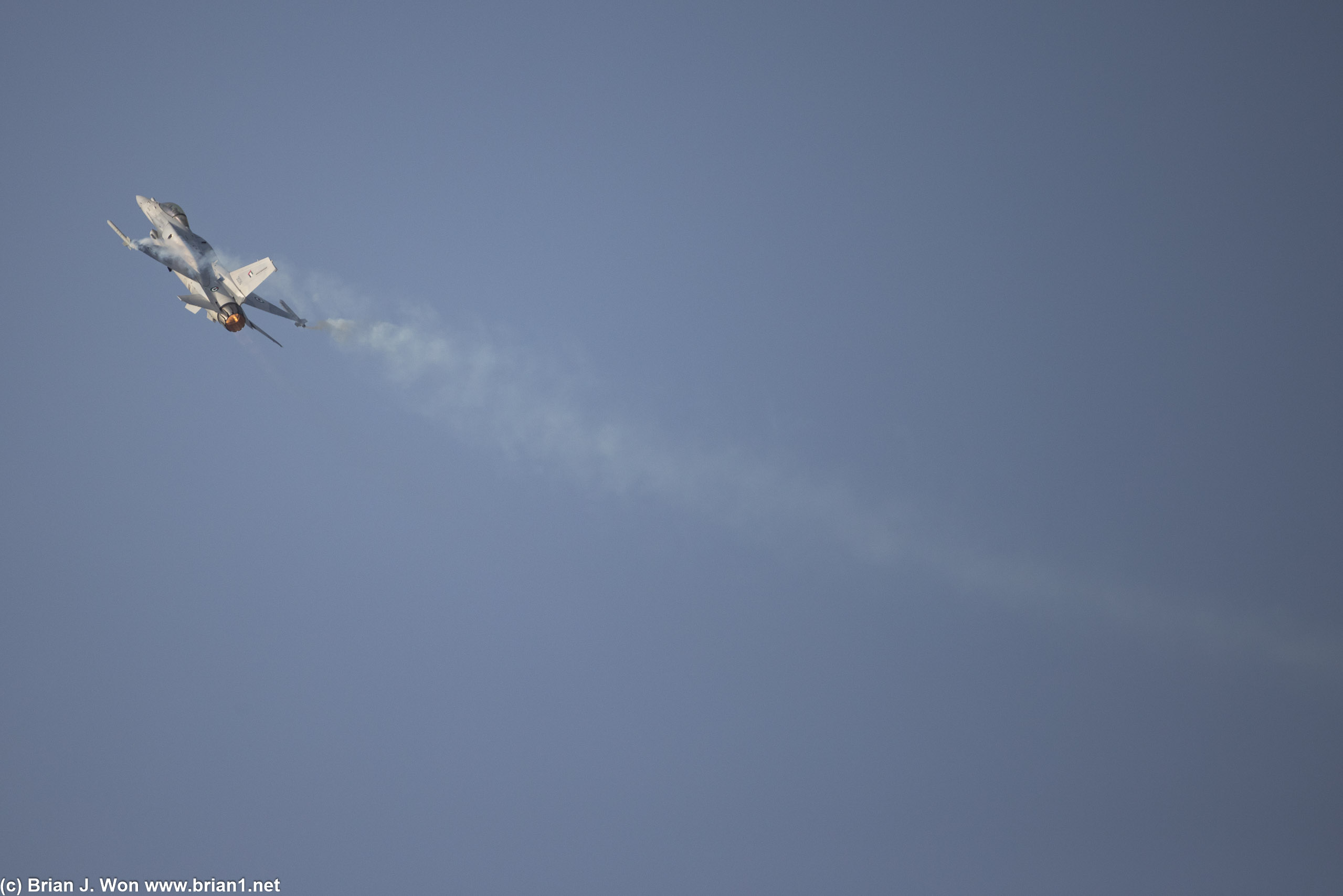 High angle of attack on afterburner.