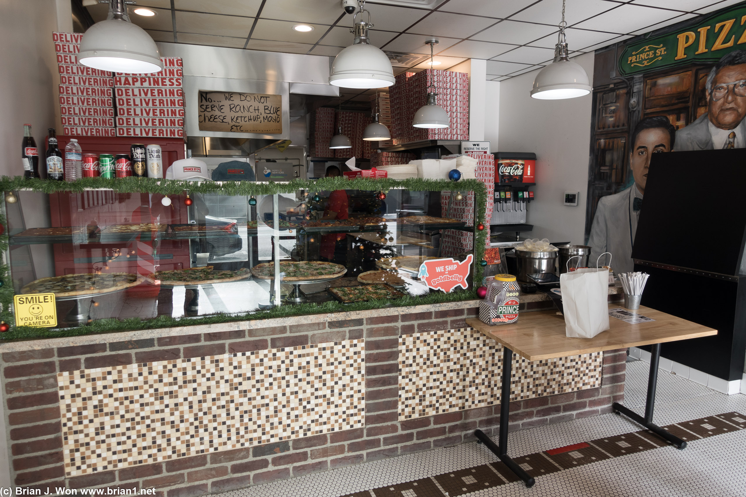 Inside Prince St. Pizza on Sunset Blvd.