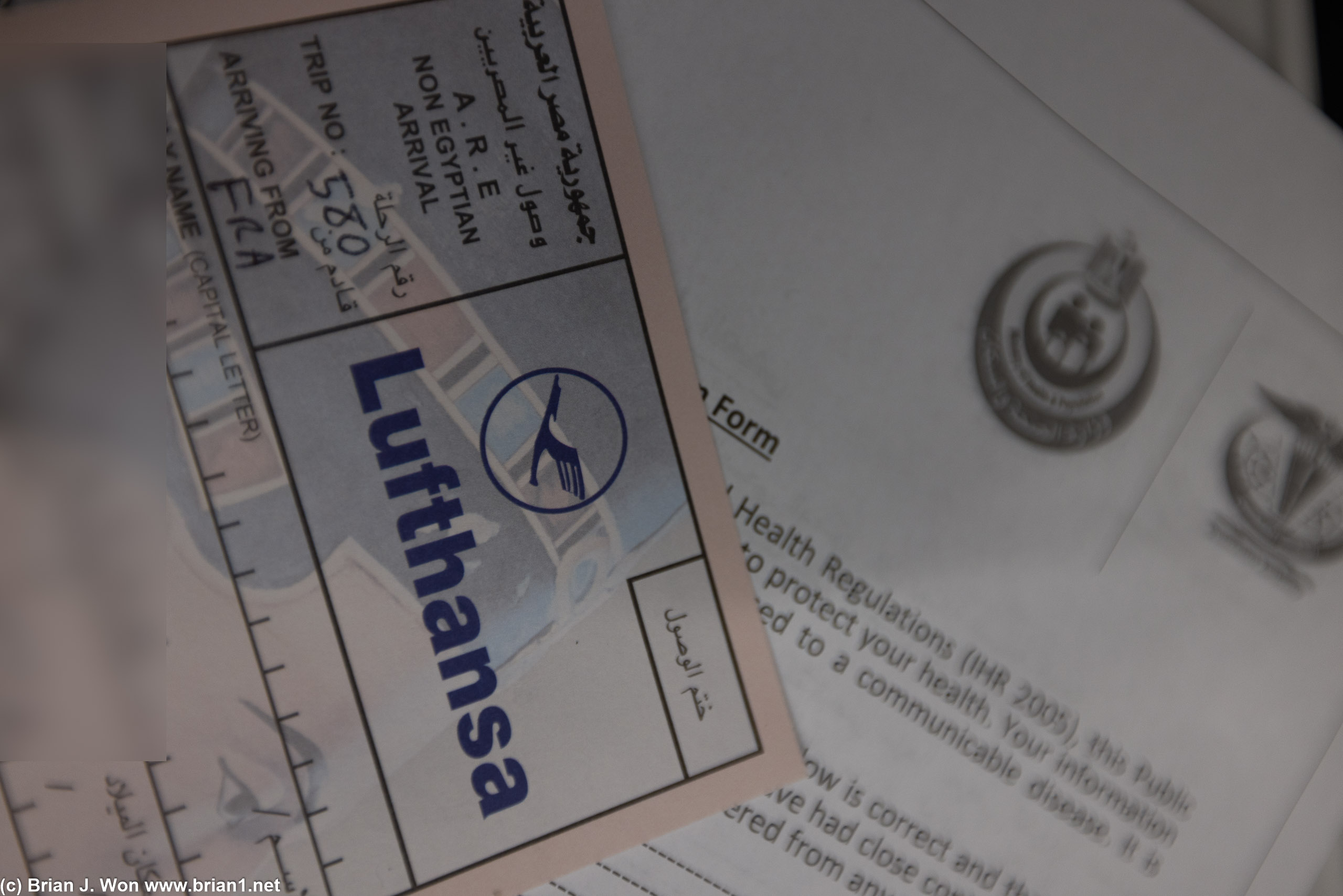 Arrival forms.
