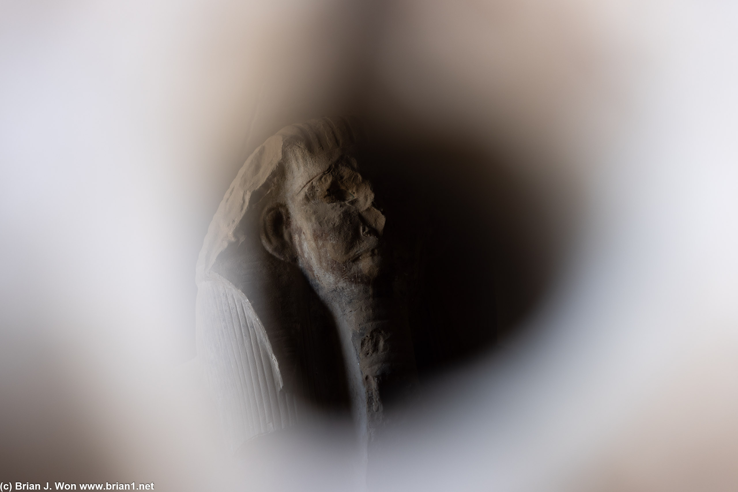 Serdab. The statue of the king inside faces north, looking out of the holes to see the sun.