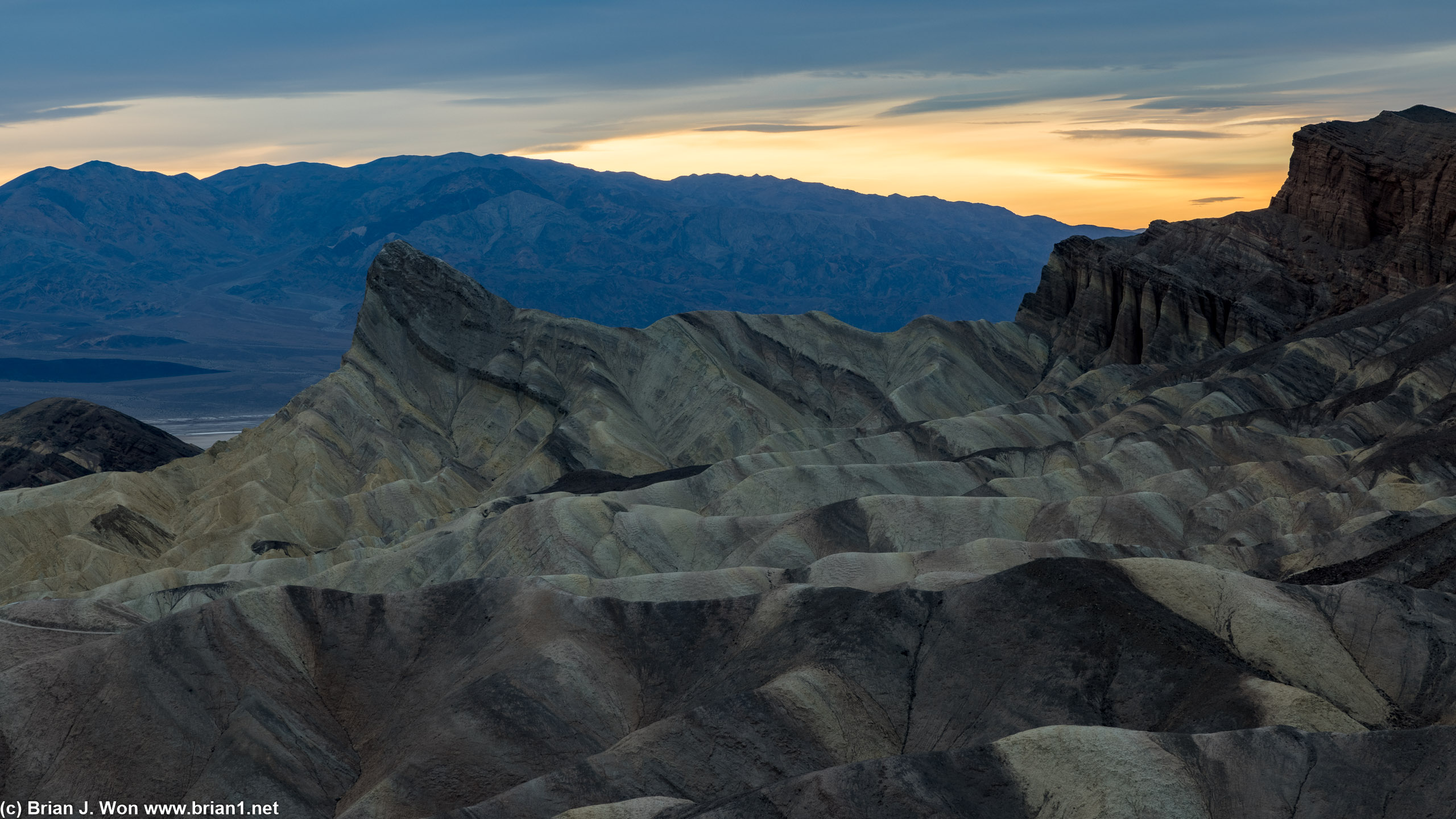 Sunset over Zabriskie Point.