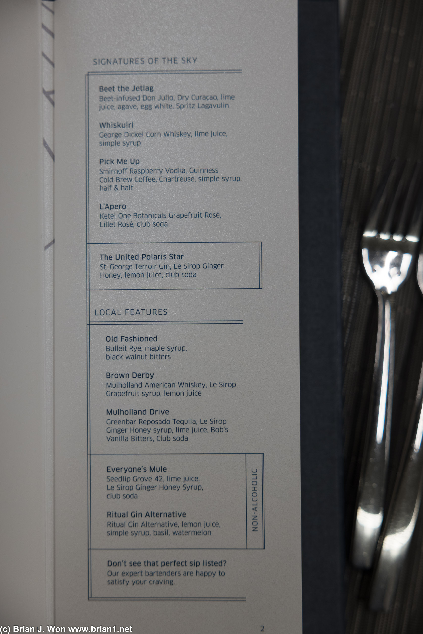 Drink menu.