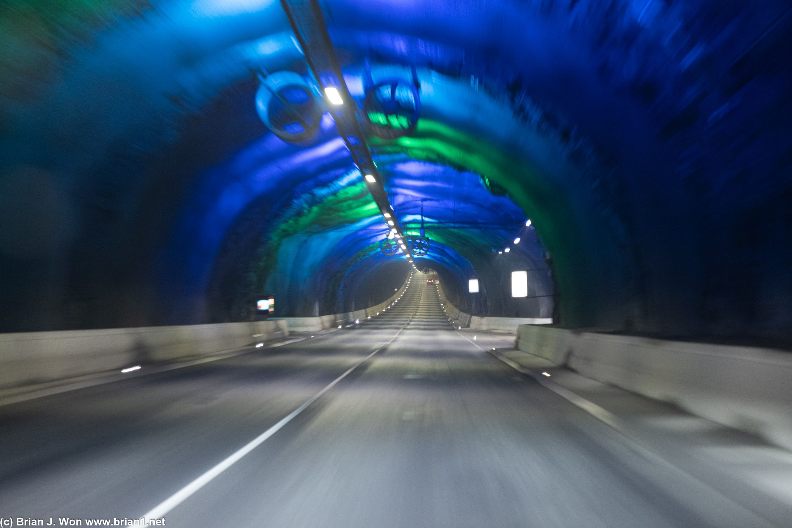 The center area of the bigger tunnels here get colorful lights.