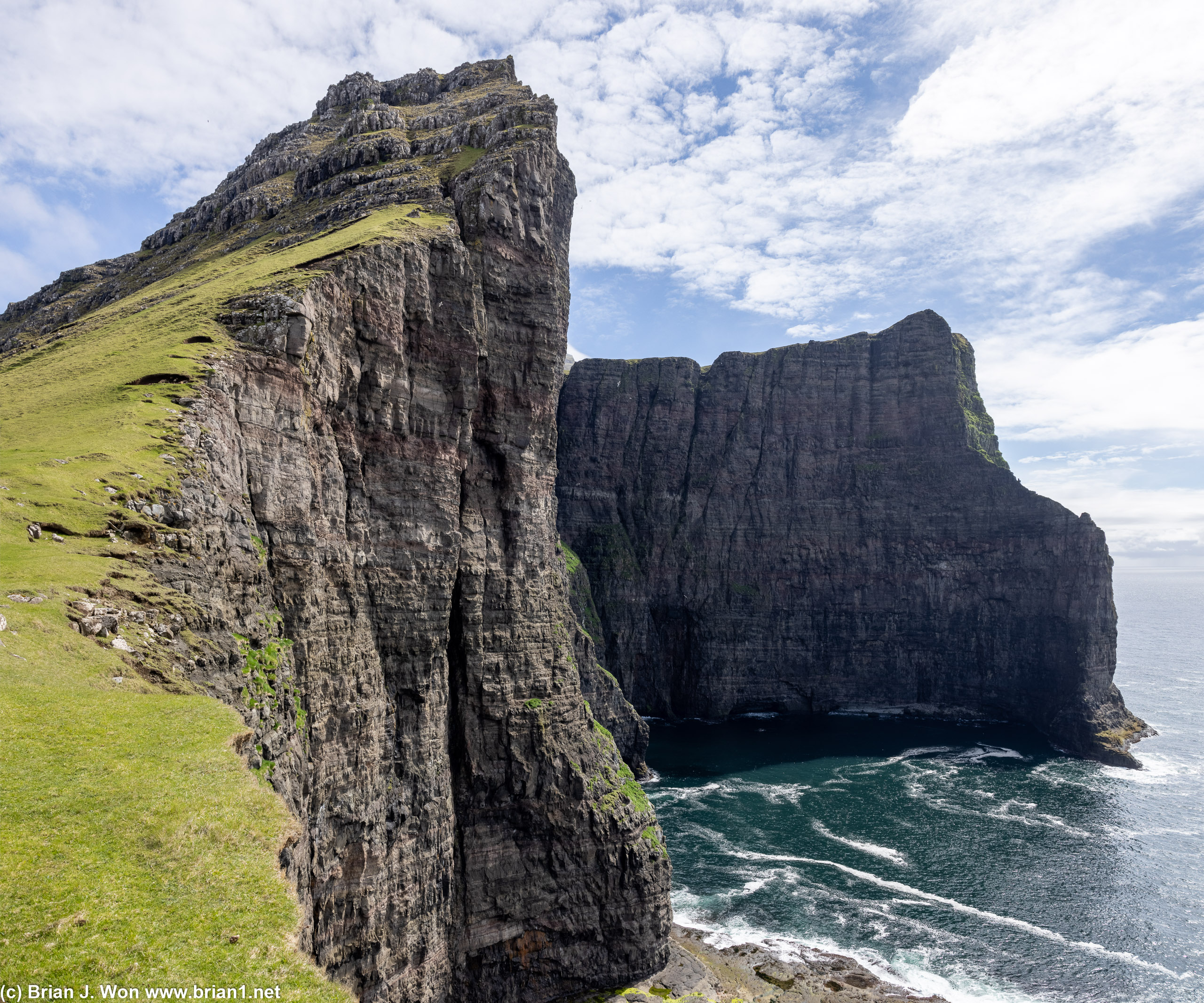 Sheer cliffs.