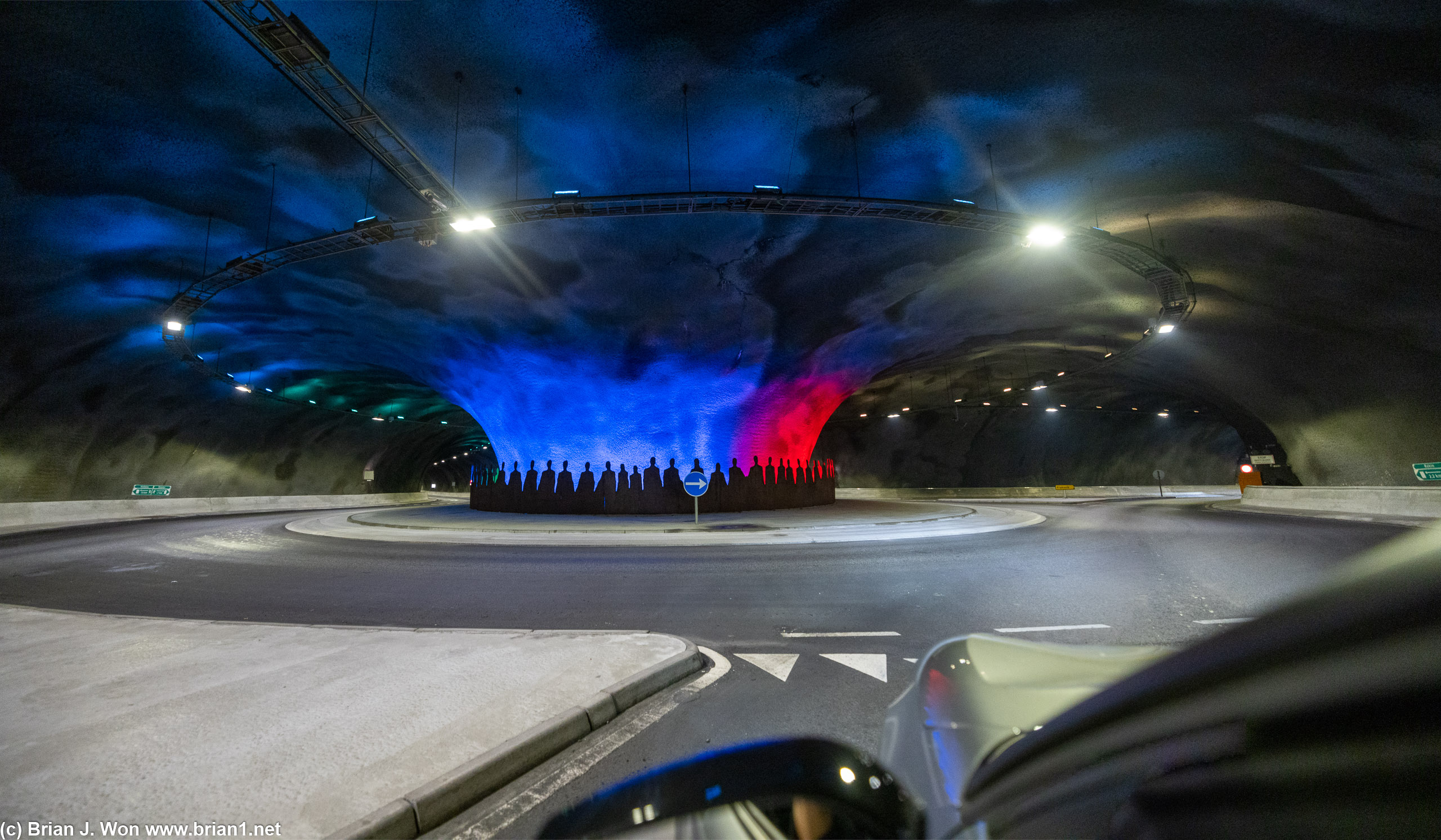 Eysturoyartunnilin's famous underwater roundabout.