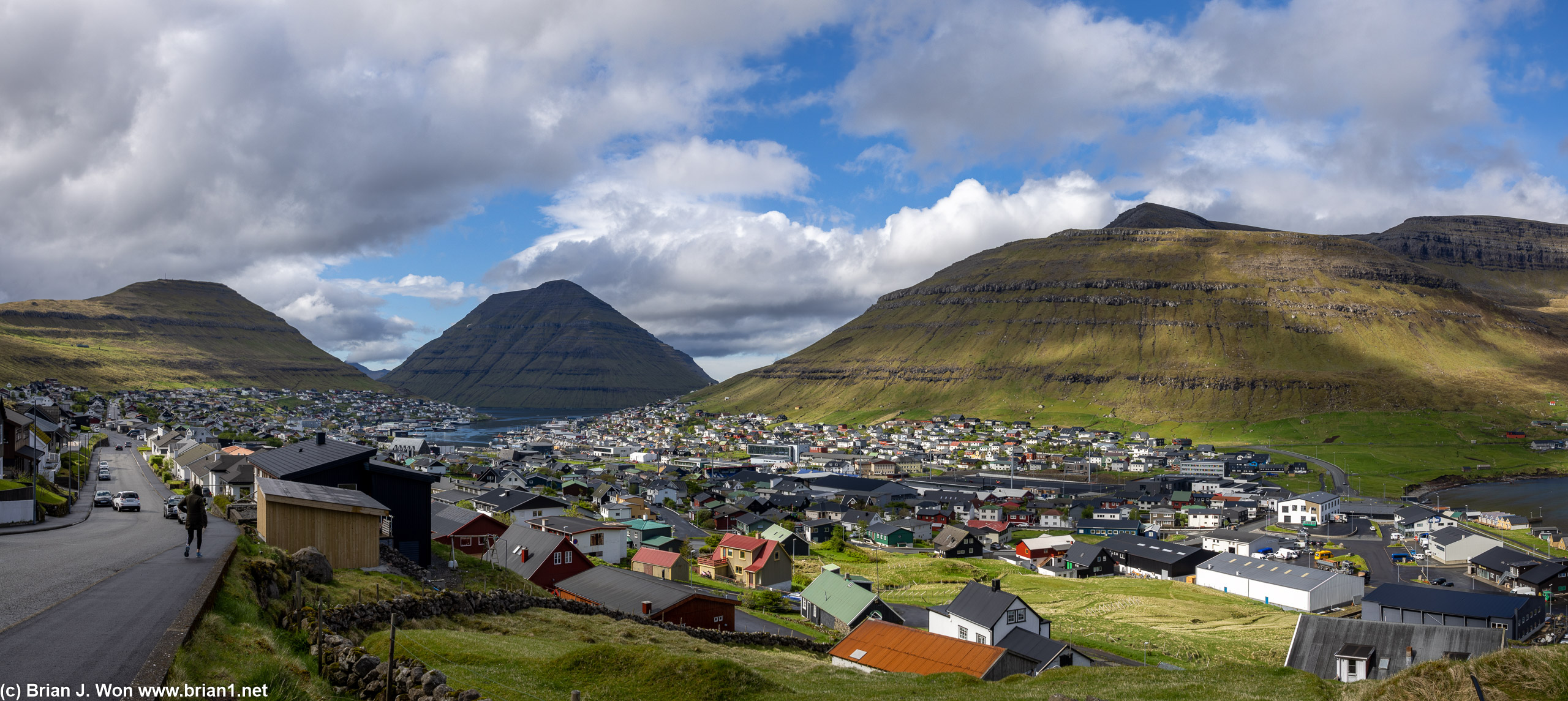 The view of Klaksvik from near the helipad.