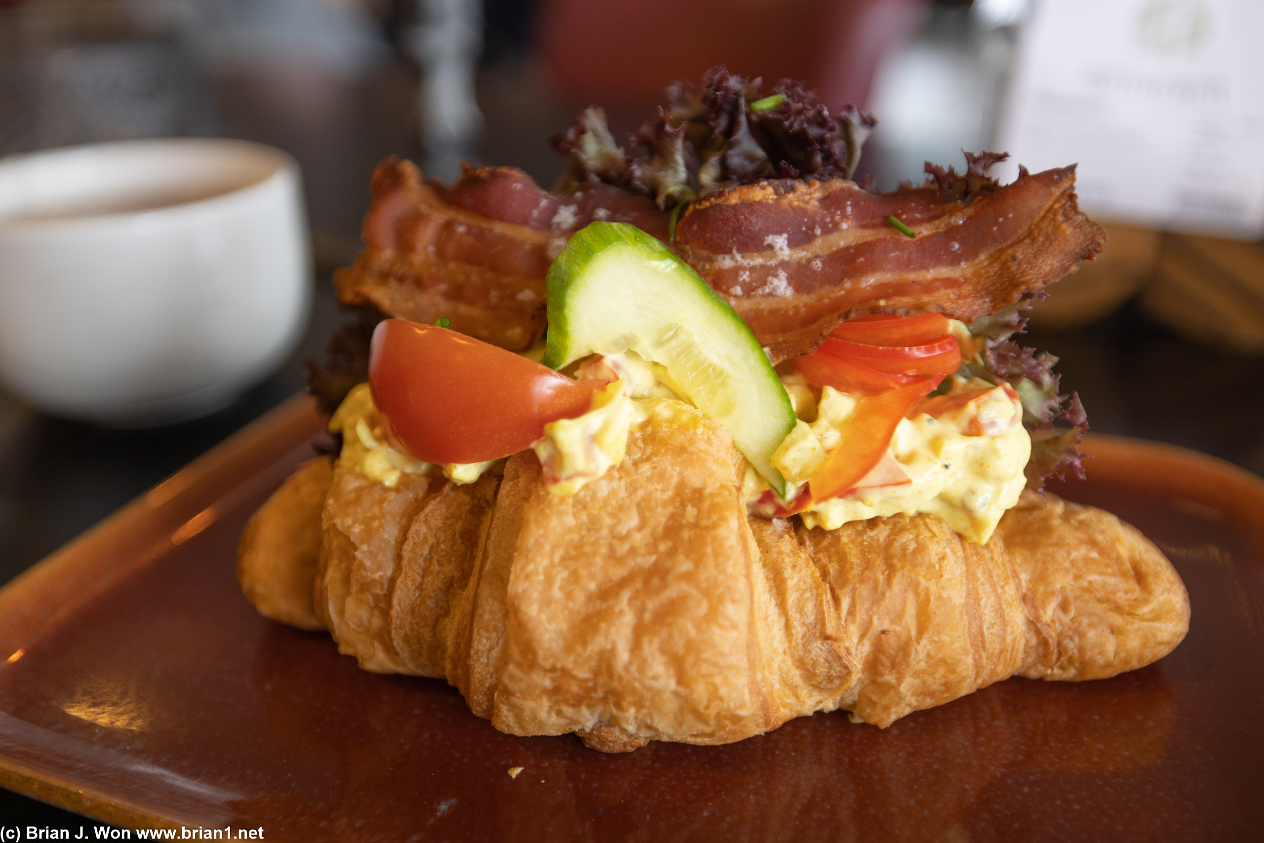 Egg salad and bacon croissant at Amarant.