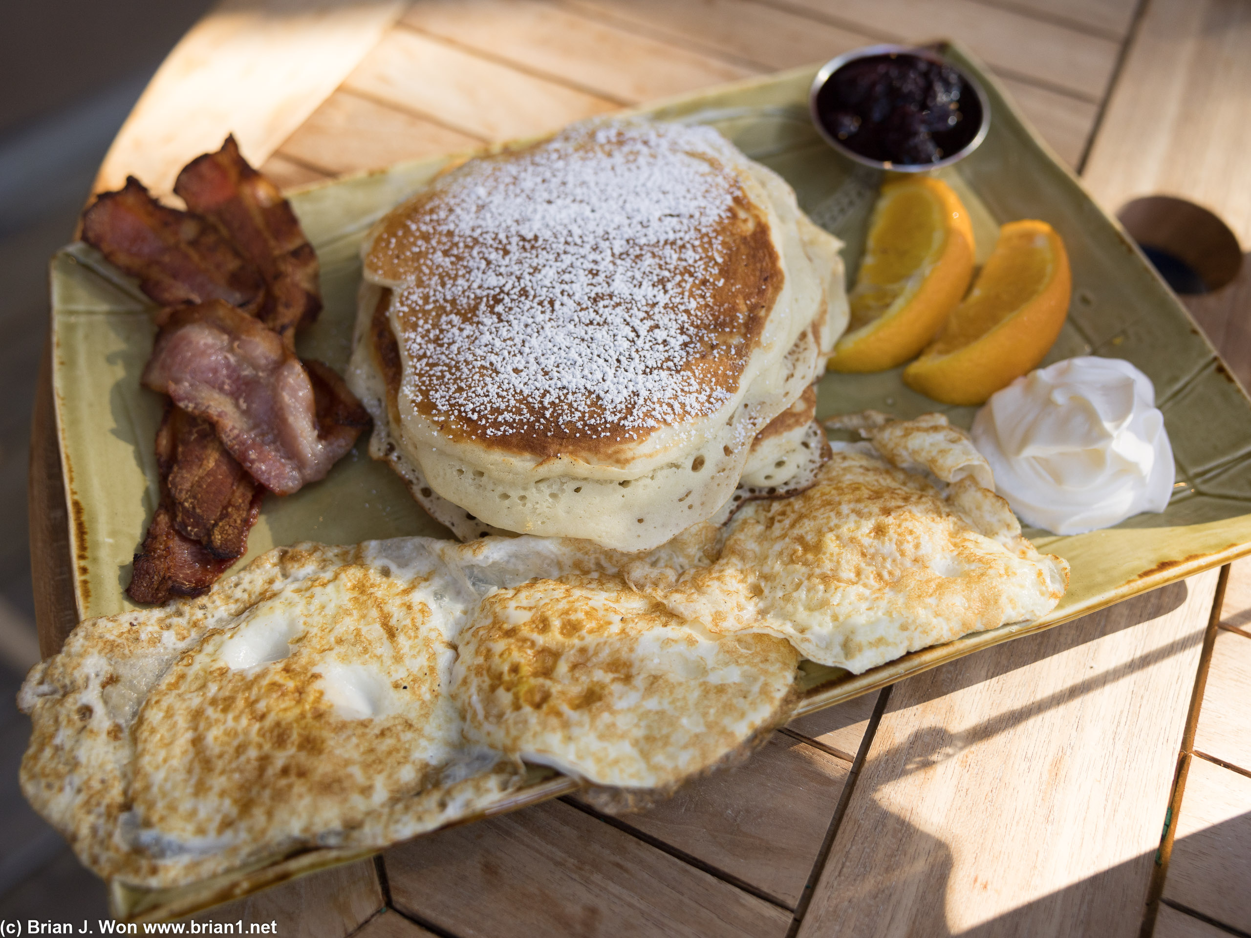 Archie's Famous Pancakes, plus two (errr three?) eggs added.