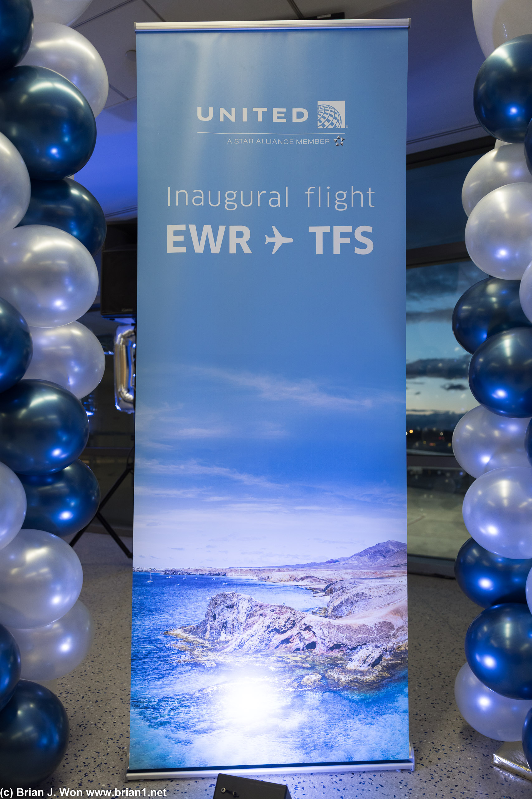 Inaugural flight signage.