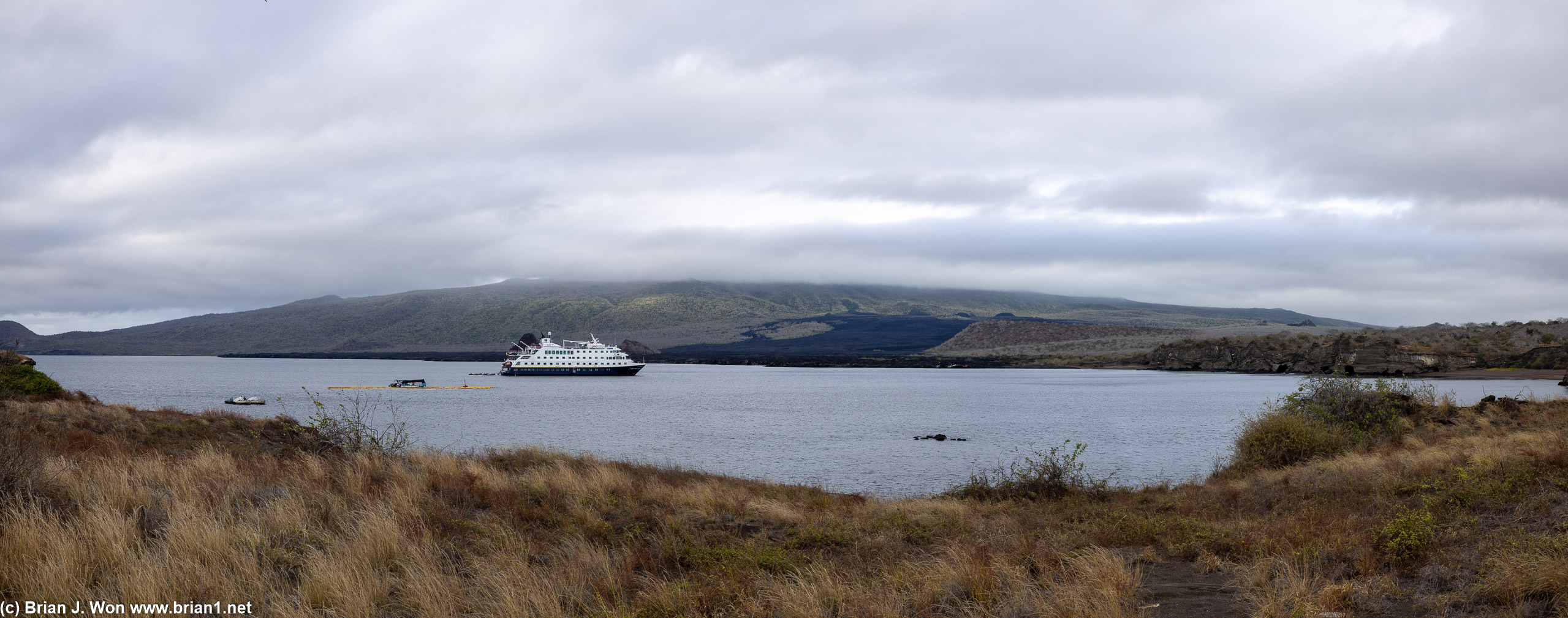 A bit south on Isla Santiago, at Puerto Egas.