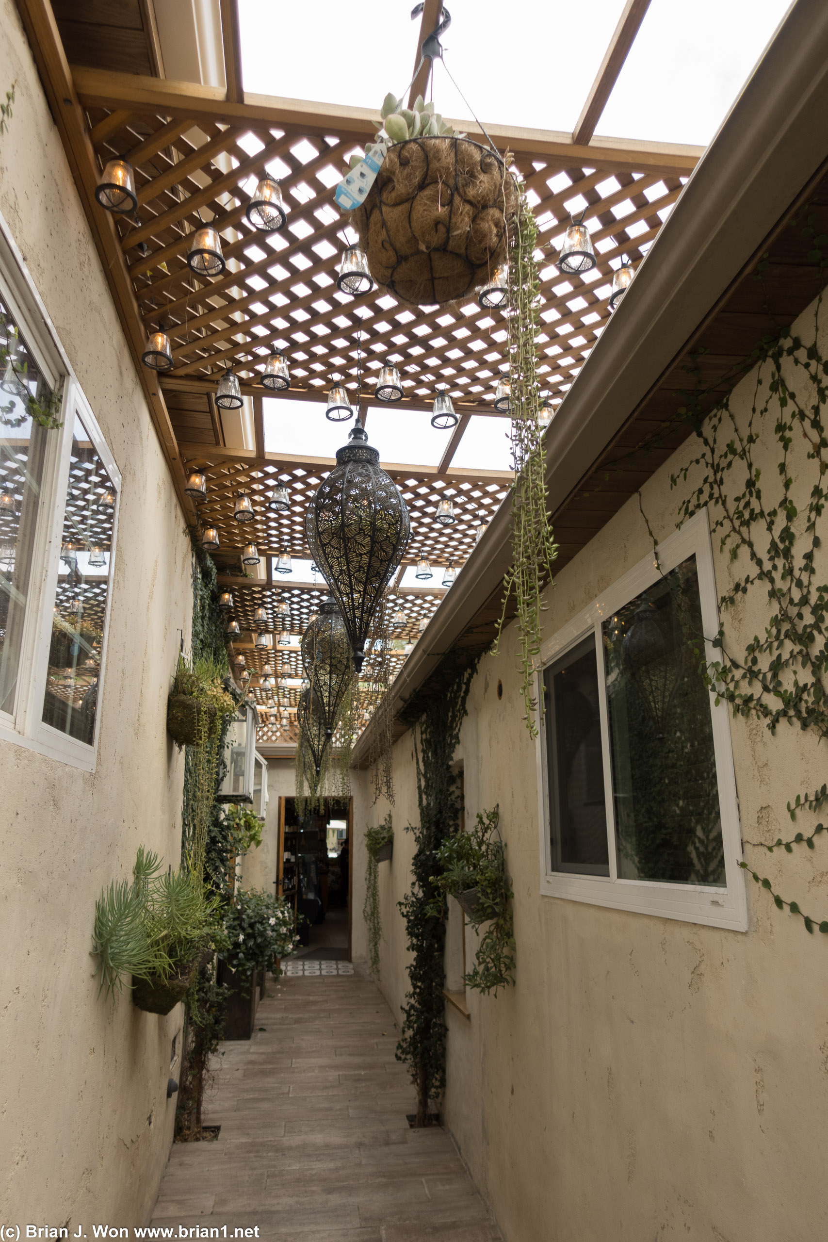 Hallway from the store to the outdoor seating area.