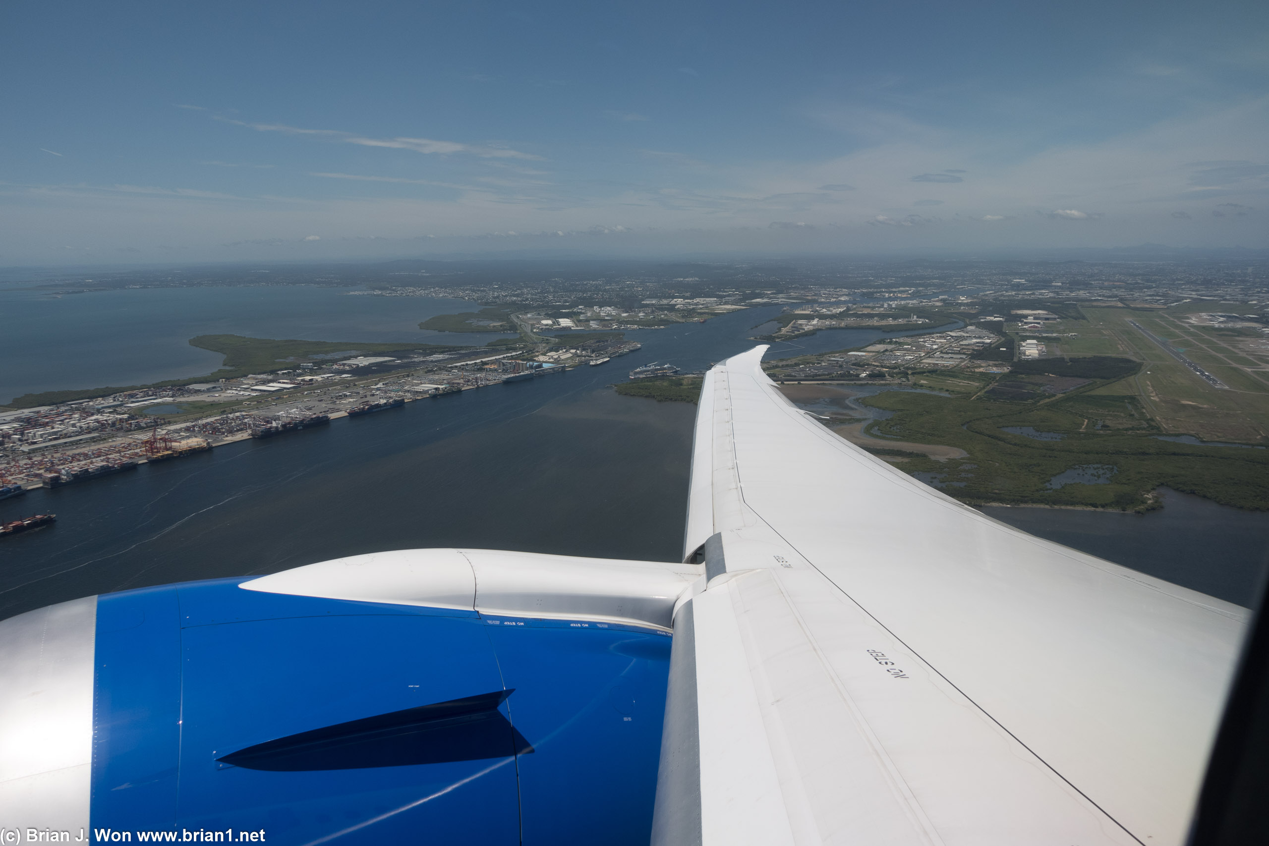 Taking off from Brisbane Airport.