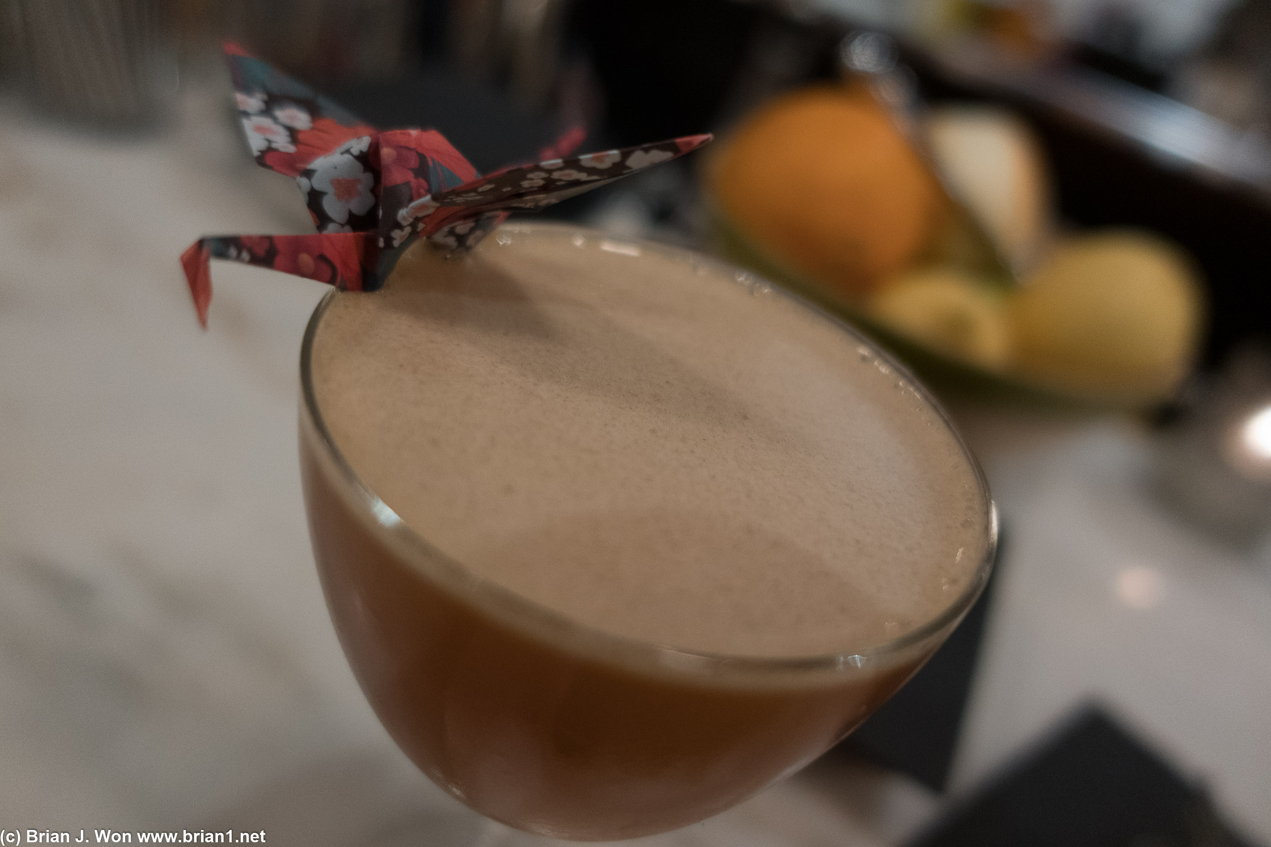 Paper Crane: Yerba Uncle Nearest 1884 Whisky, calamansi, Bigallet Chian China, lime.