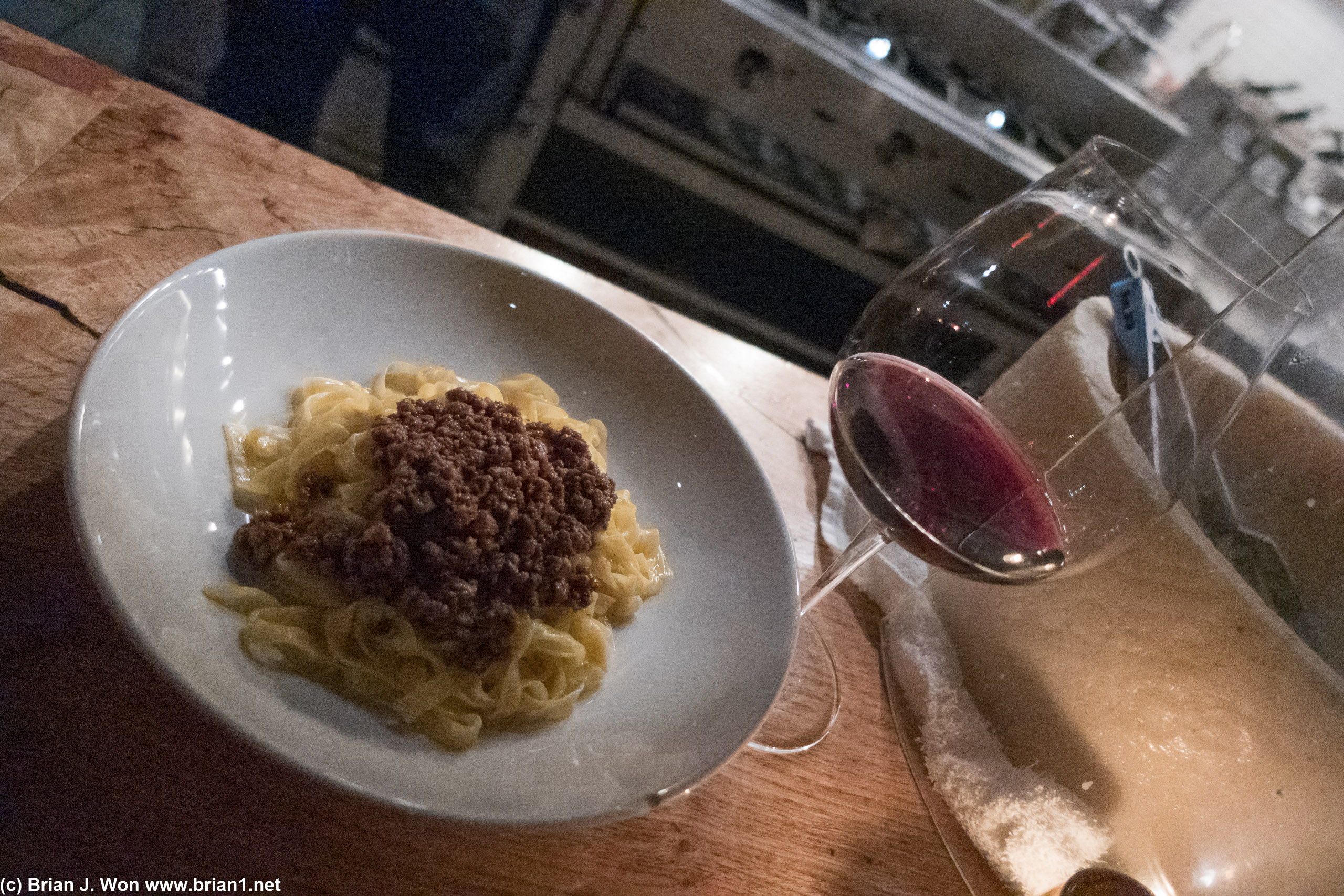 Ragu, when throughly mixed with the fresh pasta, was quite acceptable.
