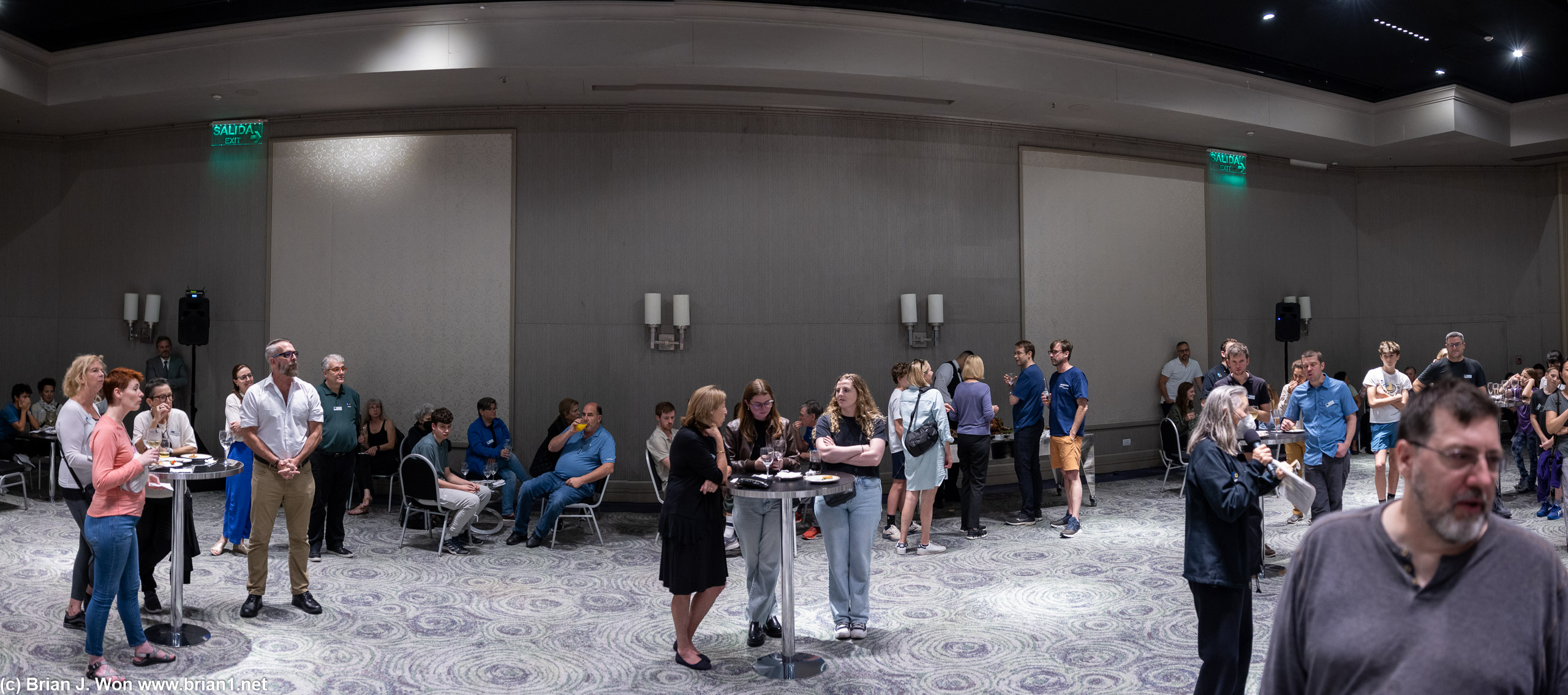 Packed into a good sized conference room.