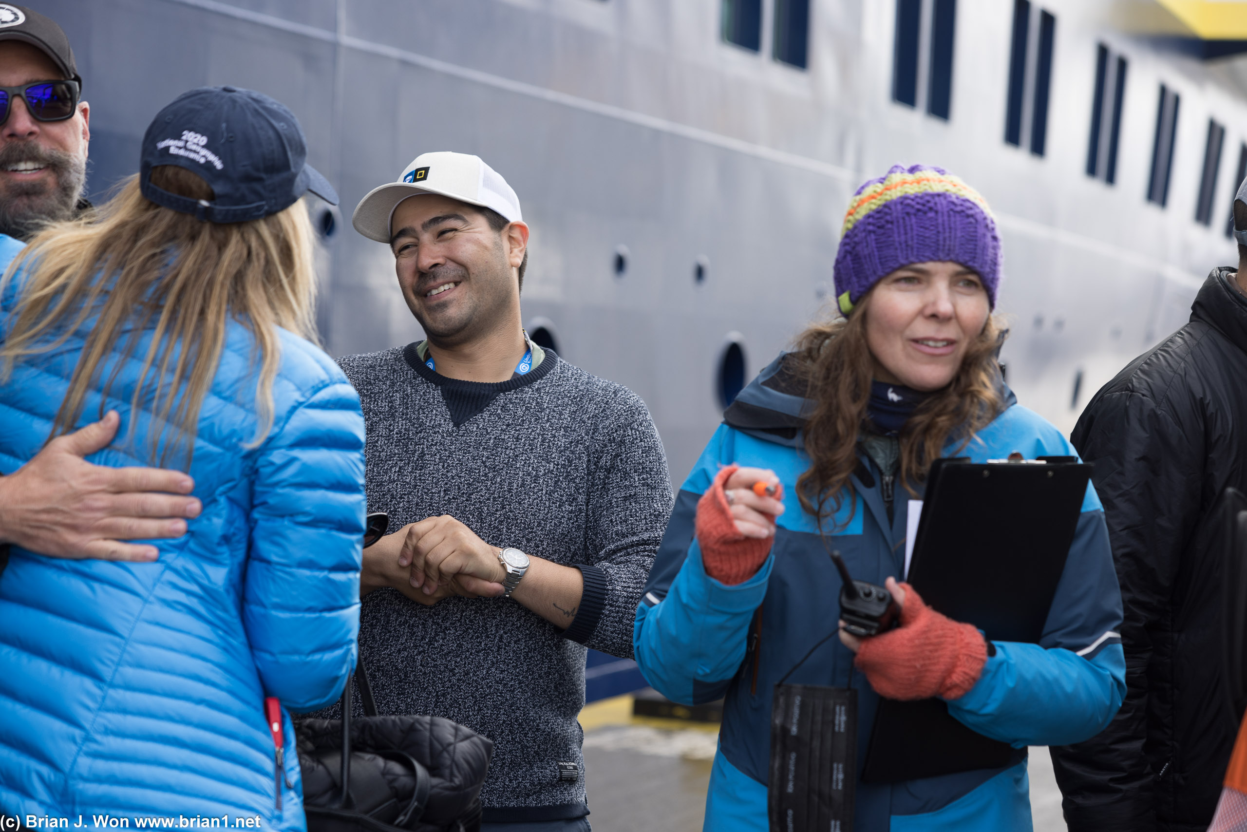 Staff saying goodbye to passengers.