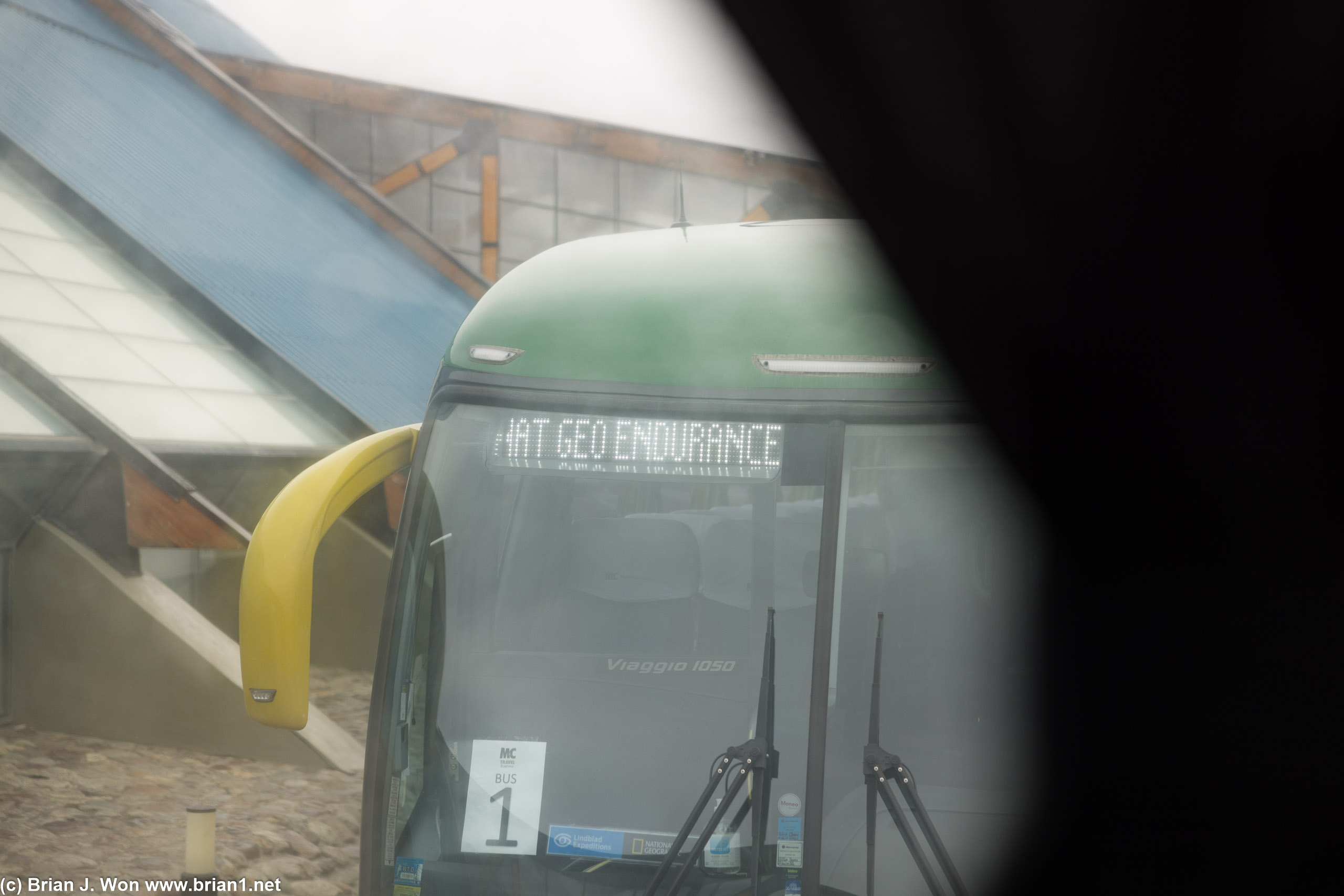 Bus carrying passengers from our sister ship.