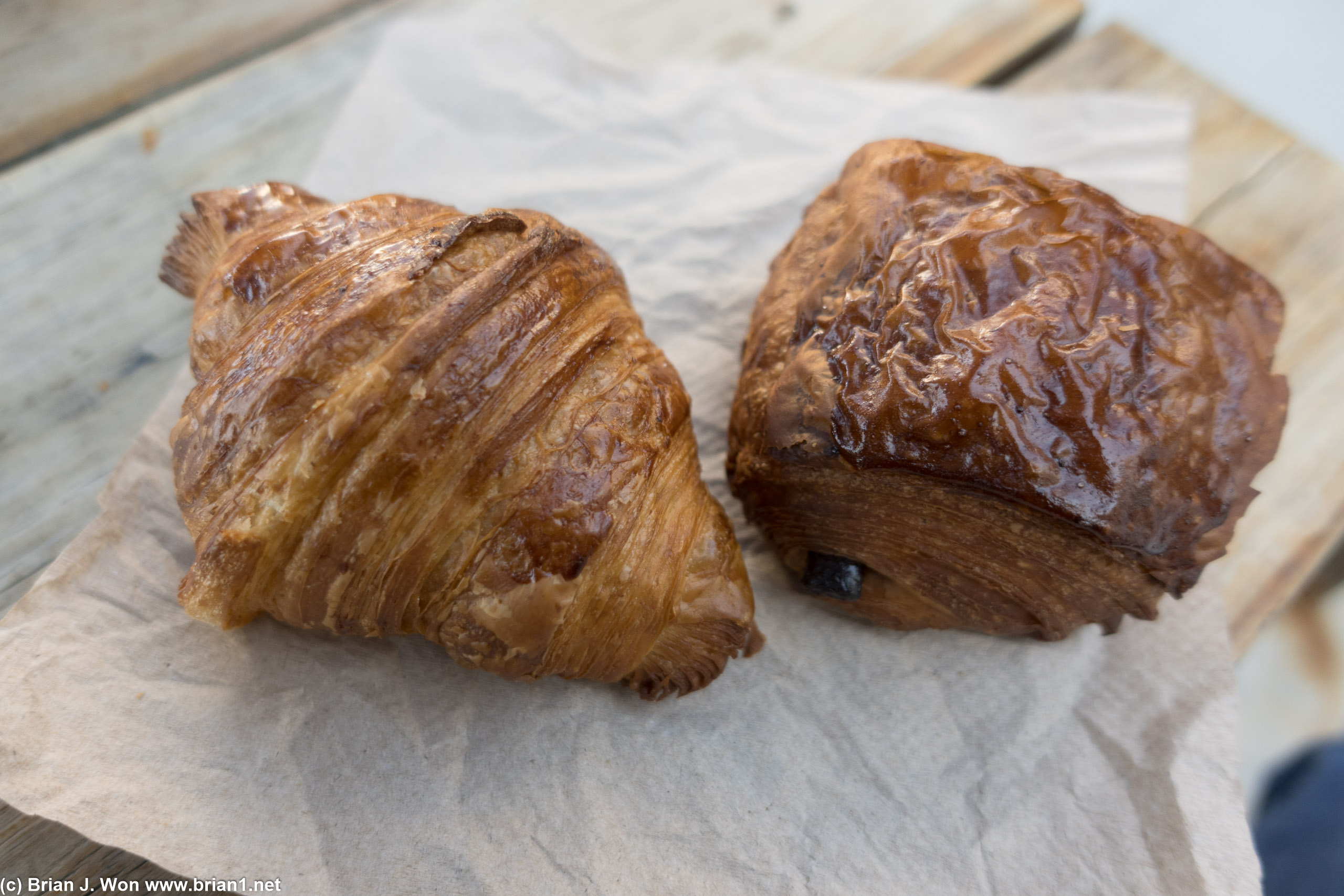 Original croissant and pain au chocolat.