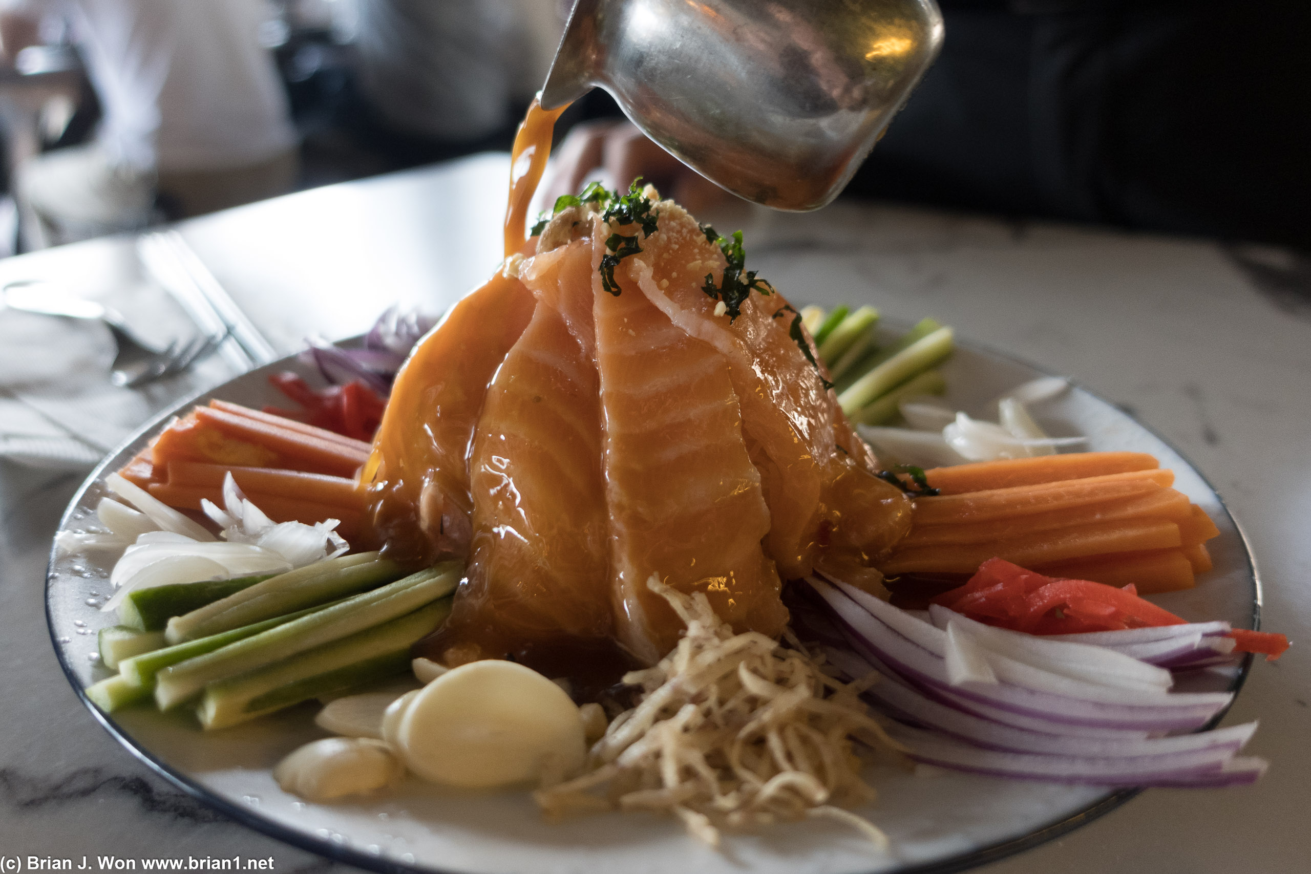 Salmon carpaccio. Mix it up after photos but before eating.